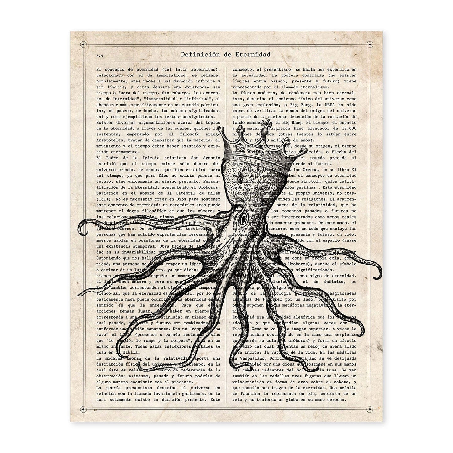 Poster de Pulpo rey. Láminas de animales con definiciones. Ilustraciones de animales con textos.-Artwork-Nacnic-A4-Sin marco-Nacnic Estudio SL