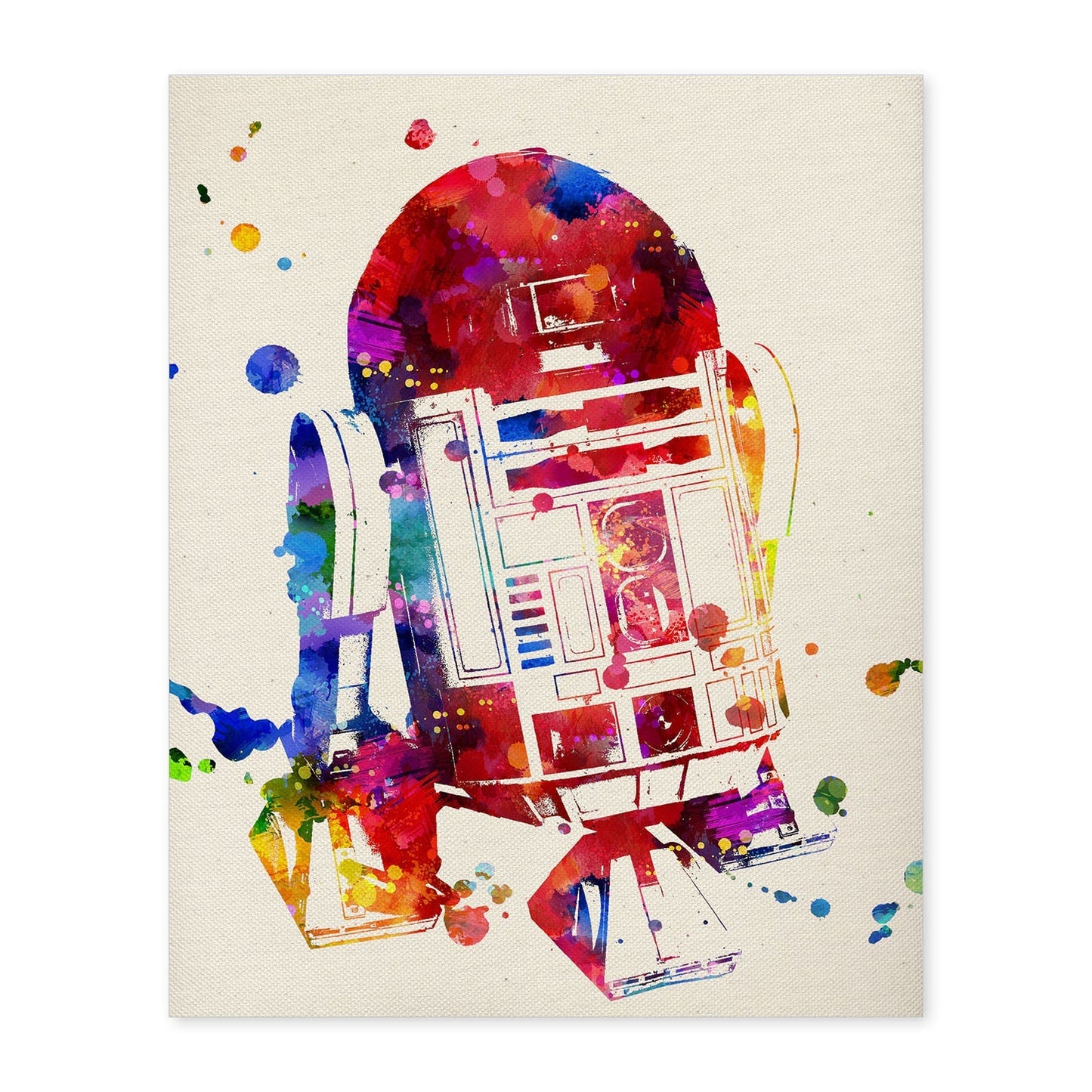 Poster de R2D2 estilo acuarela. Láminas de cine, películas, y actores. Posters de películas antiguas con estilo acuarela.-Artwork-Nacnic-A4-Sin marco-Nacnic Estudio SL