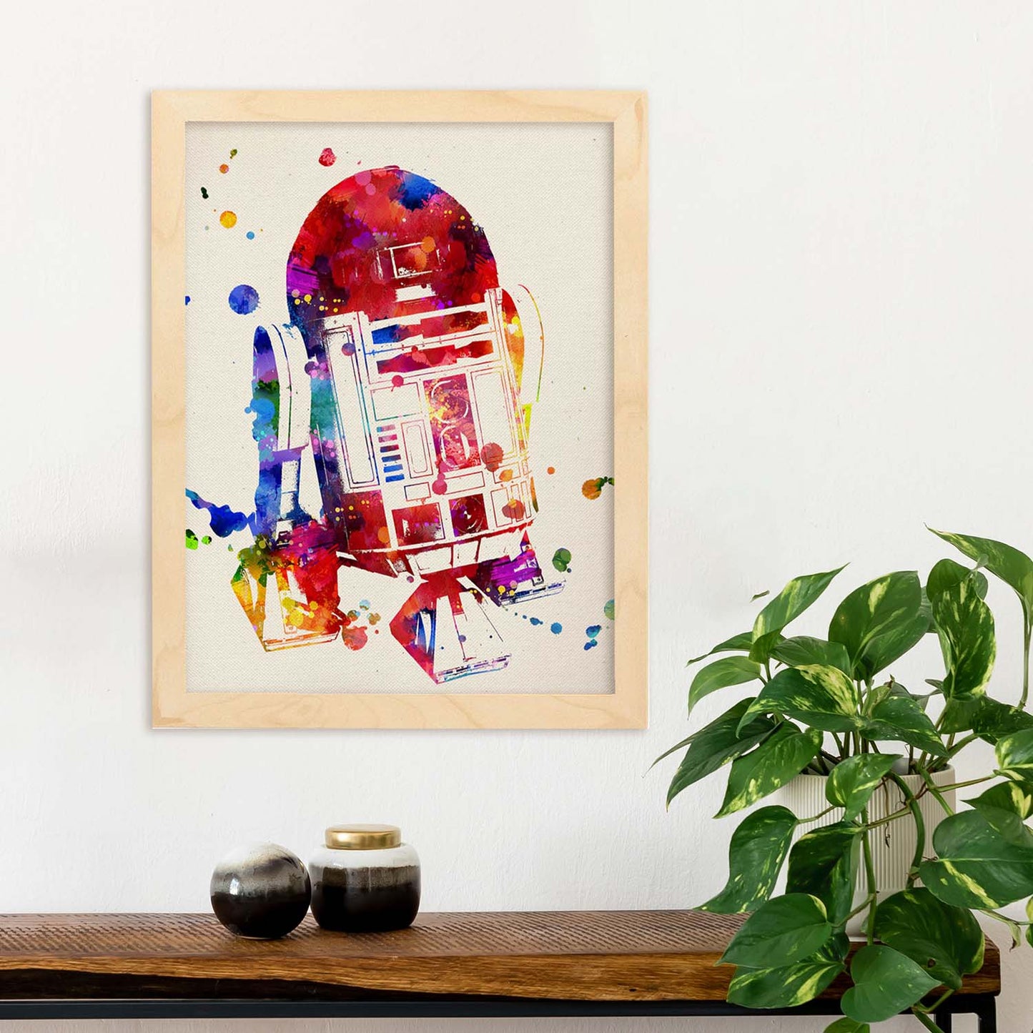 Poster de R2D2 estilo acuarela. Láminas de cine, películas, y actores. Posters de películas antiguas con estilo acuarela.-Artwork-Nacnic-Nacnic Estudio SL