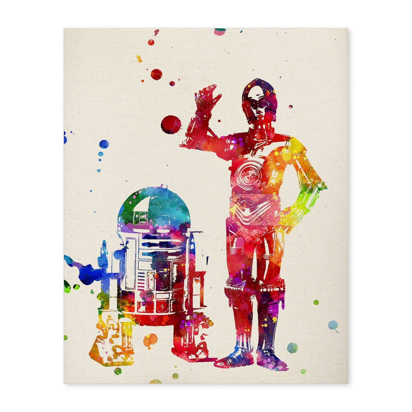 Poster de R2D2 Y C3PO estilo acuarela. Láminas de cine, películas, y actores. Posters de películas antiguas con estilo acuarela.-Artwork-Nacnic-A4-Sin marco-Nacnic Estudio SL