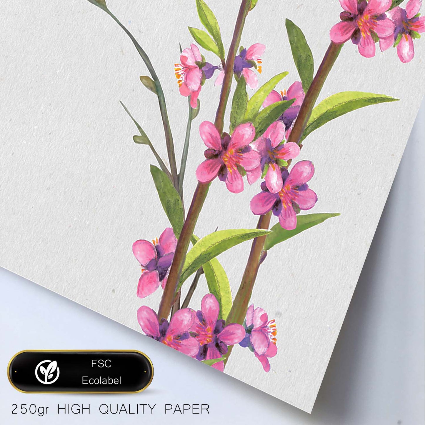Poster de ramas con estilo de óleo. Lámina Ramas 4, con dibujos pintados de ramas, hojas, y flores.-Artwork-Nacnic-Nacnic Estudio SL