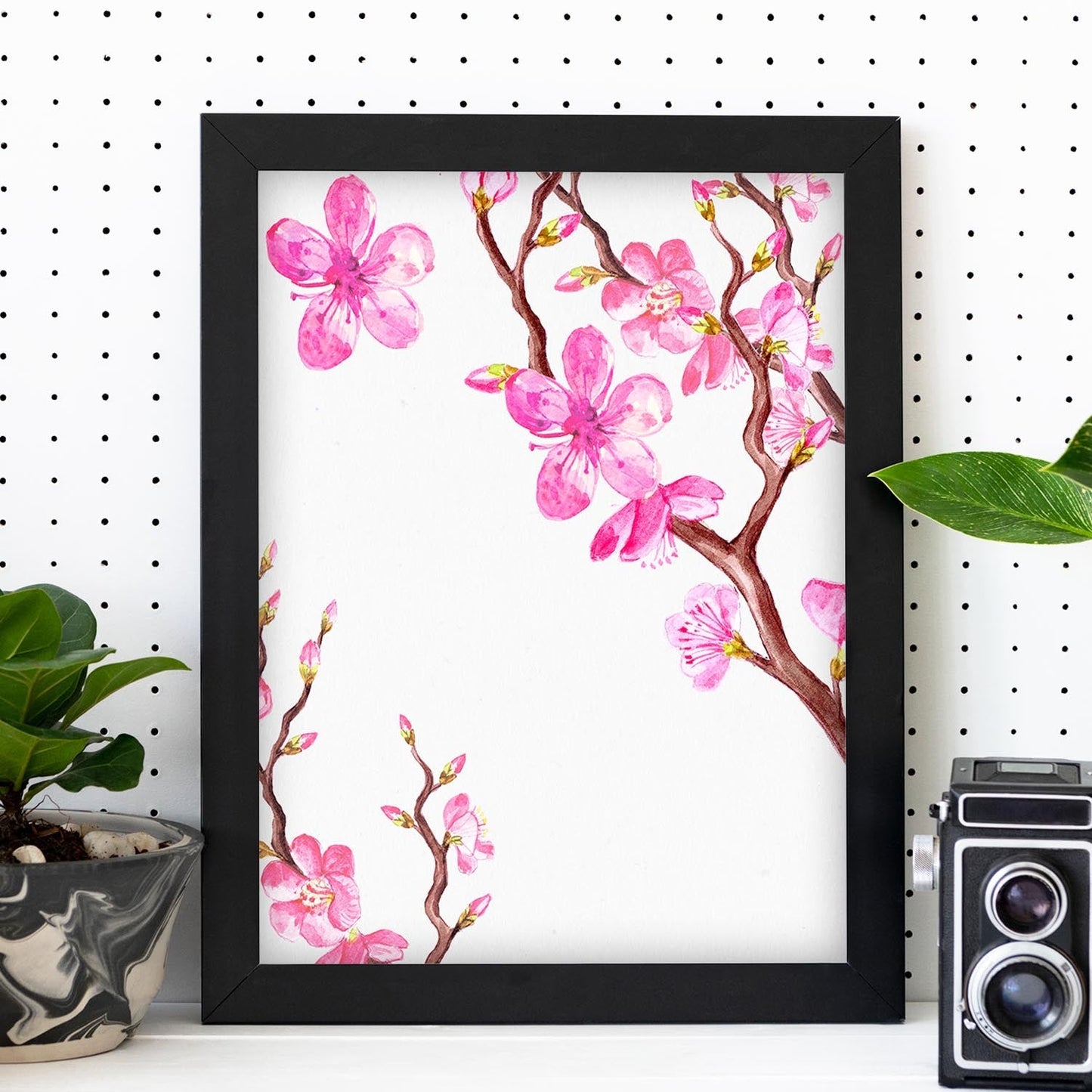 Poster de ramas con estilo de óleo. Lámina Ramas 5, con dibujos pintados de ramas, hojas, y flores.-Artwork-Nacnic-Nacnic Estudio SL