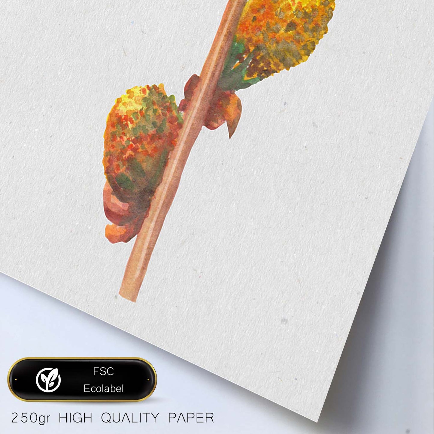Poster de ramas con estilo de óleo. Lámina Ramas 7, con dibujos pintados de ramas, hojas, y flores.-Artwork-Nacnic-Nacnic Estudio SL