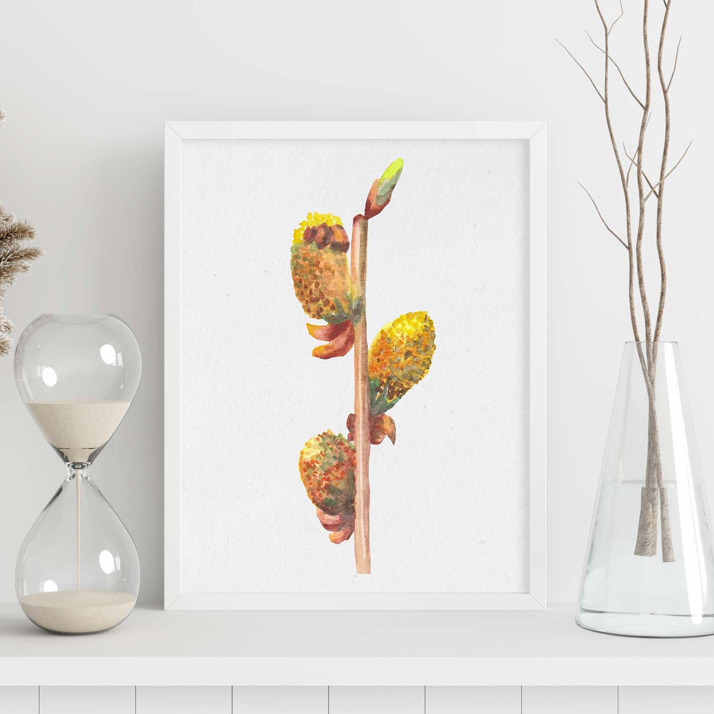Poster de ramas con estilo de óleo. Lámina Ramas 7, con dibujos pintados de ramas, hojas, y flores.-Artwork-Nacnic-Nacnic Estudio SL