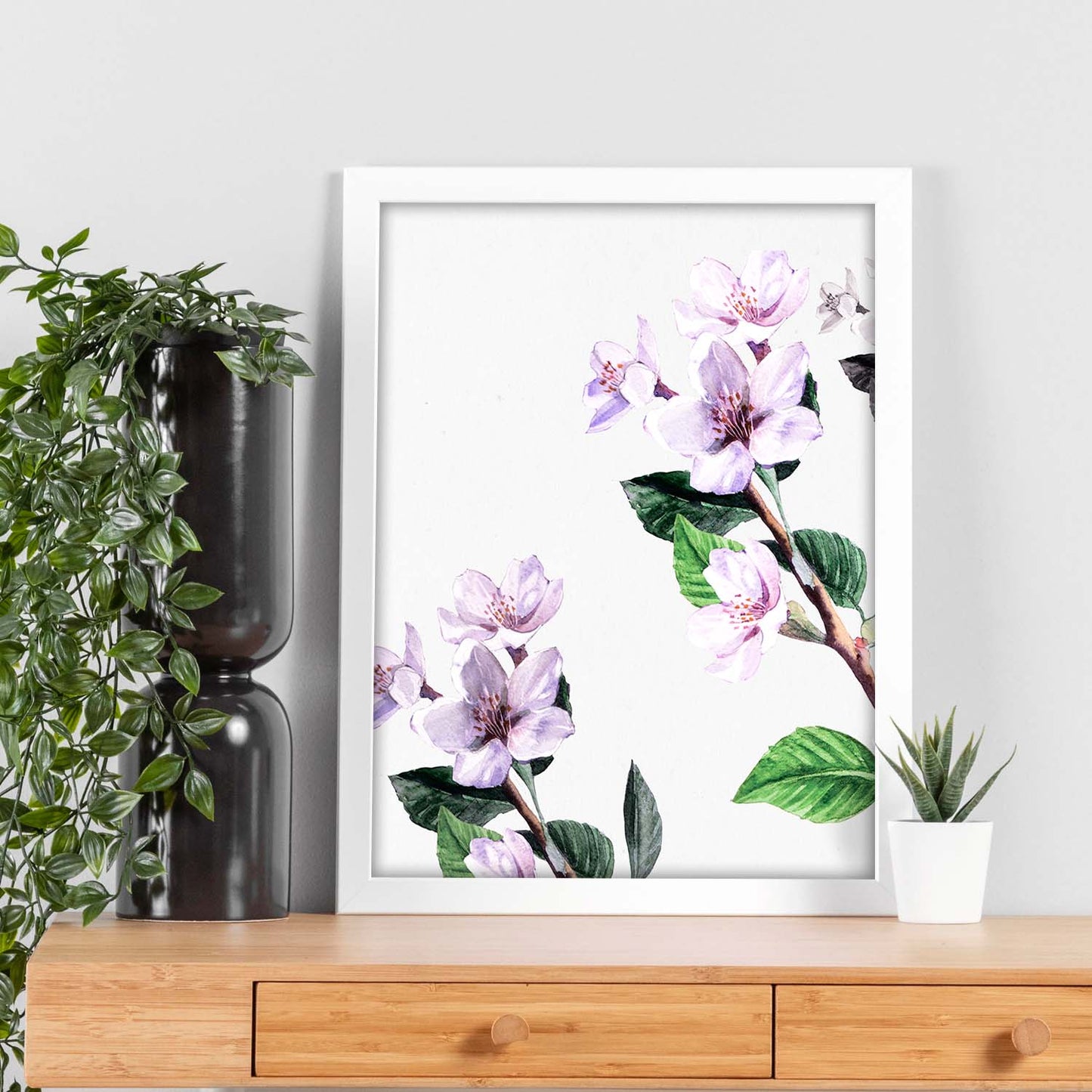 Poster de ramas con estilo de óleo. Lámina Ramas 9, con dibujos pintados de ramas, hojas, y flores.-Artwork-Nacnic-Nacnic Estudio SL