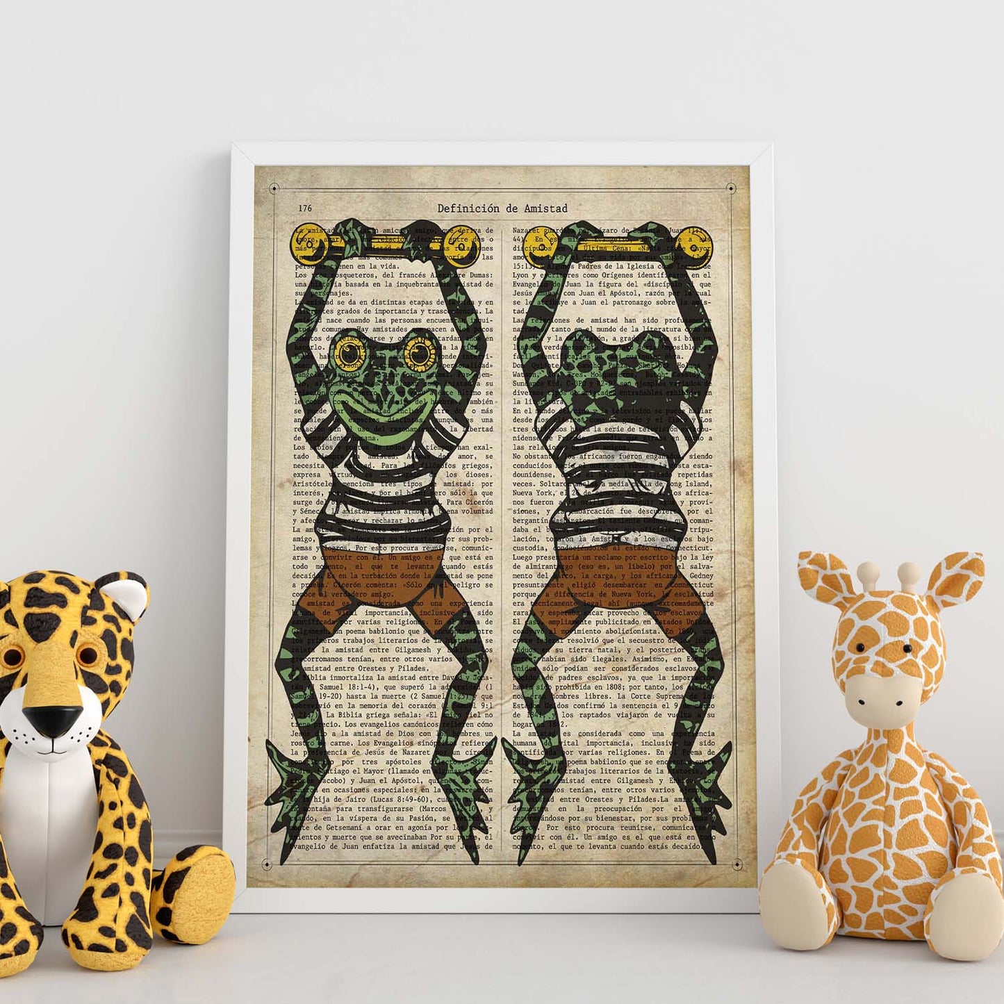 Poster de Ranas camiseta de rayas. Láminas de animales con definiciones. Ilustraciones de animales con textos.-Artwork-Nacnic-Nacnic Estudio SL
