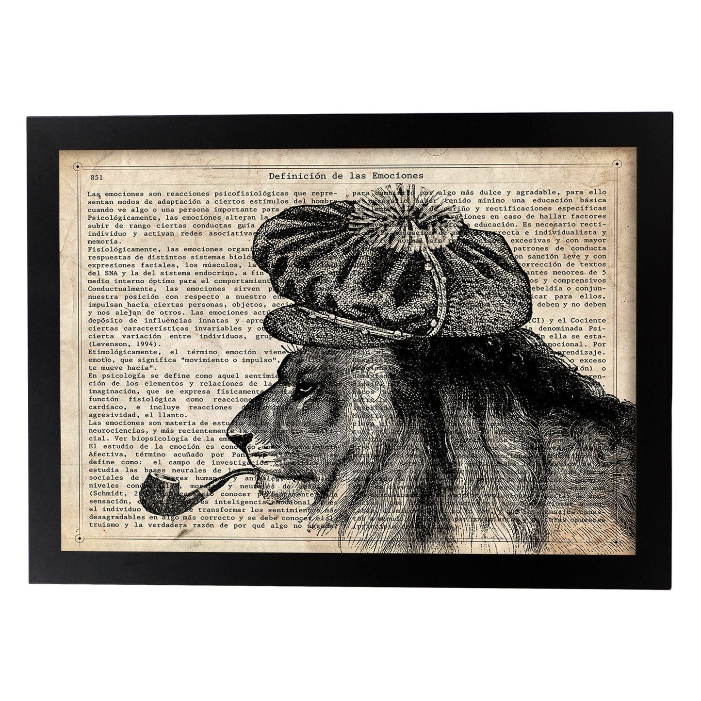 Poster de Rasta Lion con definición. Láminas de animales con texto y definición. Diseño de interiores basado en animales.-Artwork-Nacnic-A3-Marco Negro-Nacnic Estudio SL