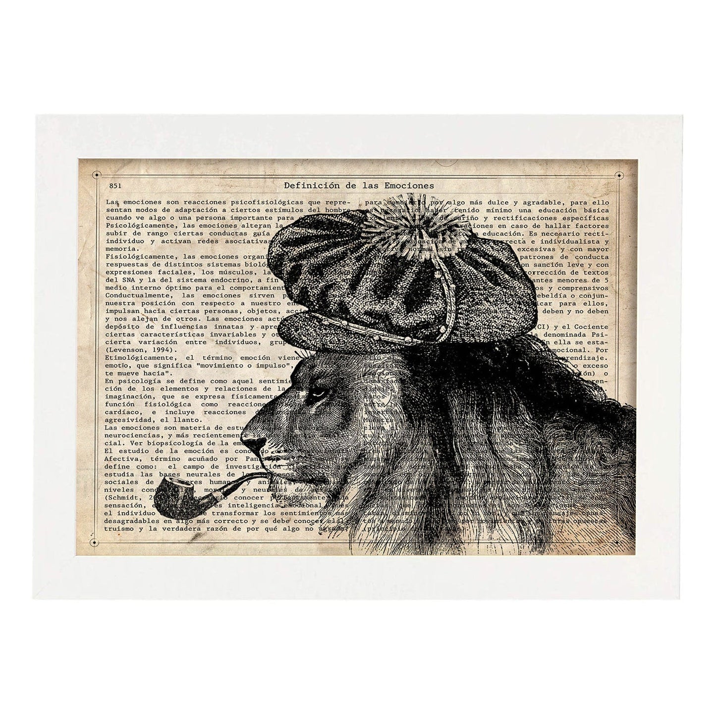 Poster de Rasta Lion con definición. Láminas de animales con texto y definición. Diseño de interiores basado en animales.-Artwork-Nacnic-A4-Marco Blanco-Nacnic Estudio SL