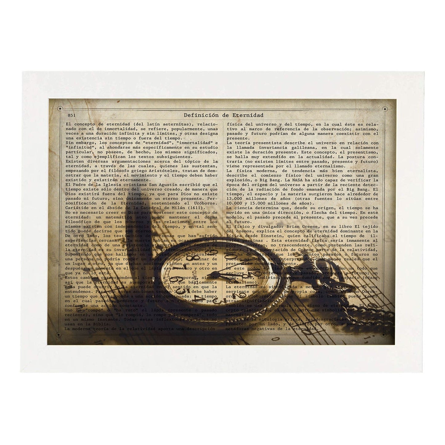 Poster de Reloj de bolsillo.Láminas vintage para Posters con diseño vintage y definiciones.-Artwork-Nacnic-A4-Marco Blanco-Nacnic Estudio SL