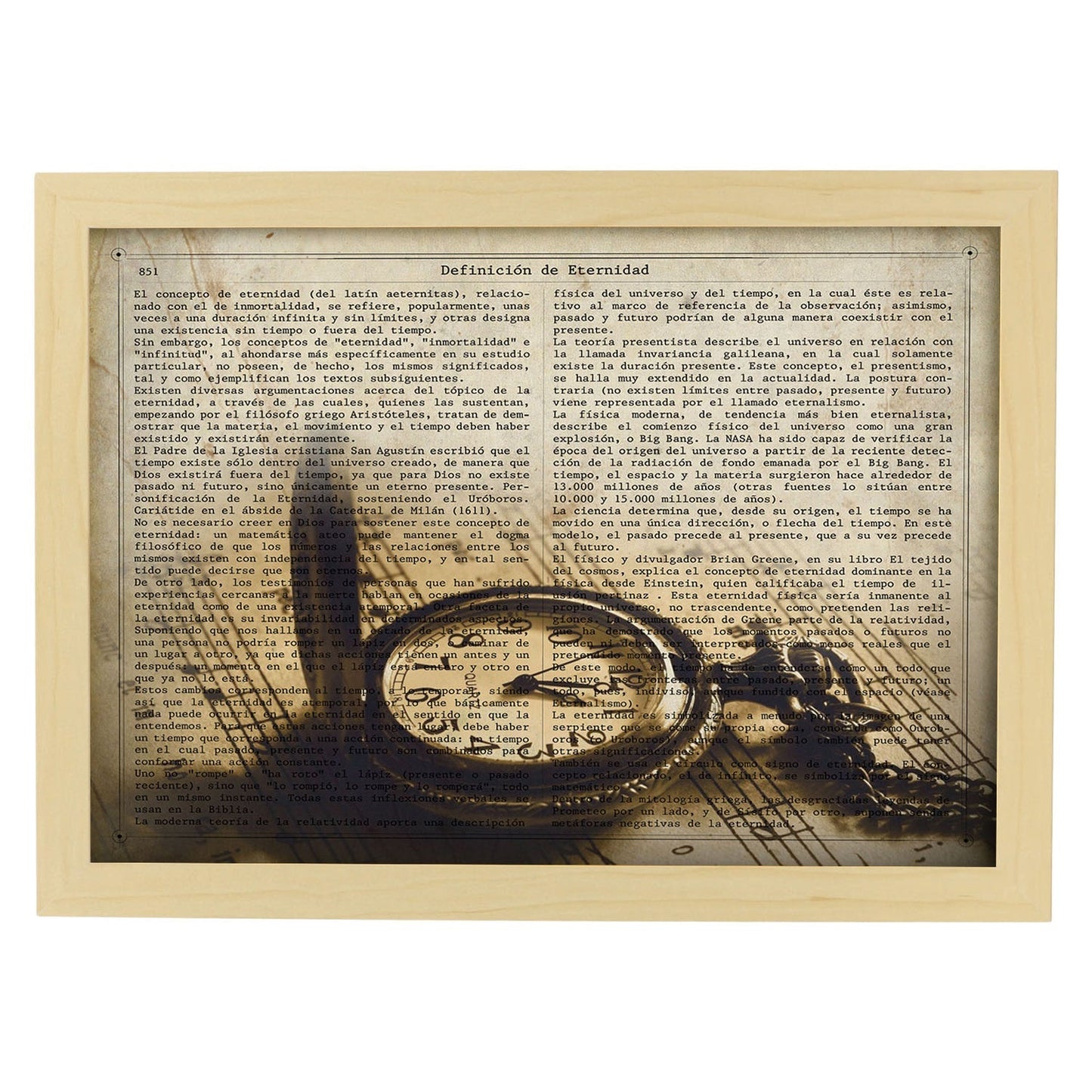 Poster de Reloj de bolsillo.Láminas vintage para Posters con diseño vintage y definiciones.-Artwork-Nacnic-A4-Marco Madera clara-Nacnic Estudio SL