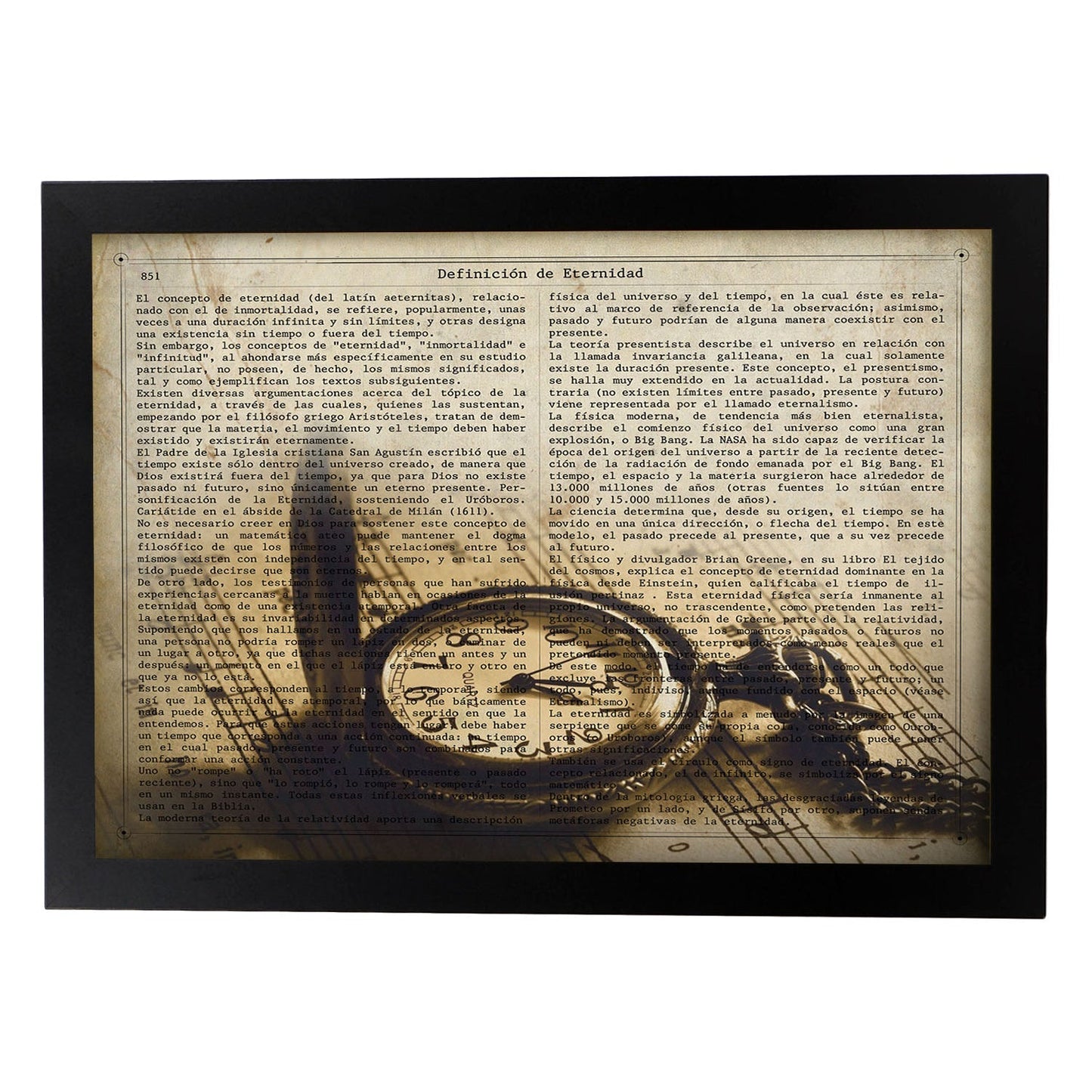 Poster de Reloj de bolsillo.Láminas vintage para Posters con diseño vintage y definiciones.-Artwork-Nacnic-A4-Marco Negro-Nacnic Estudio SL