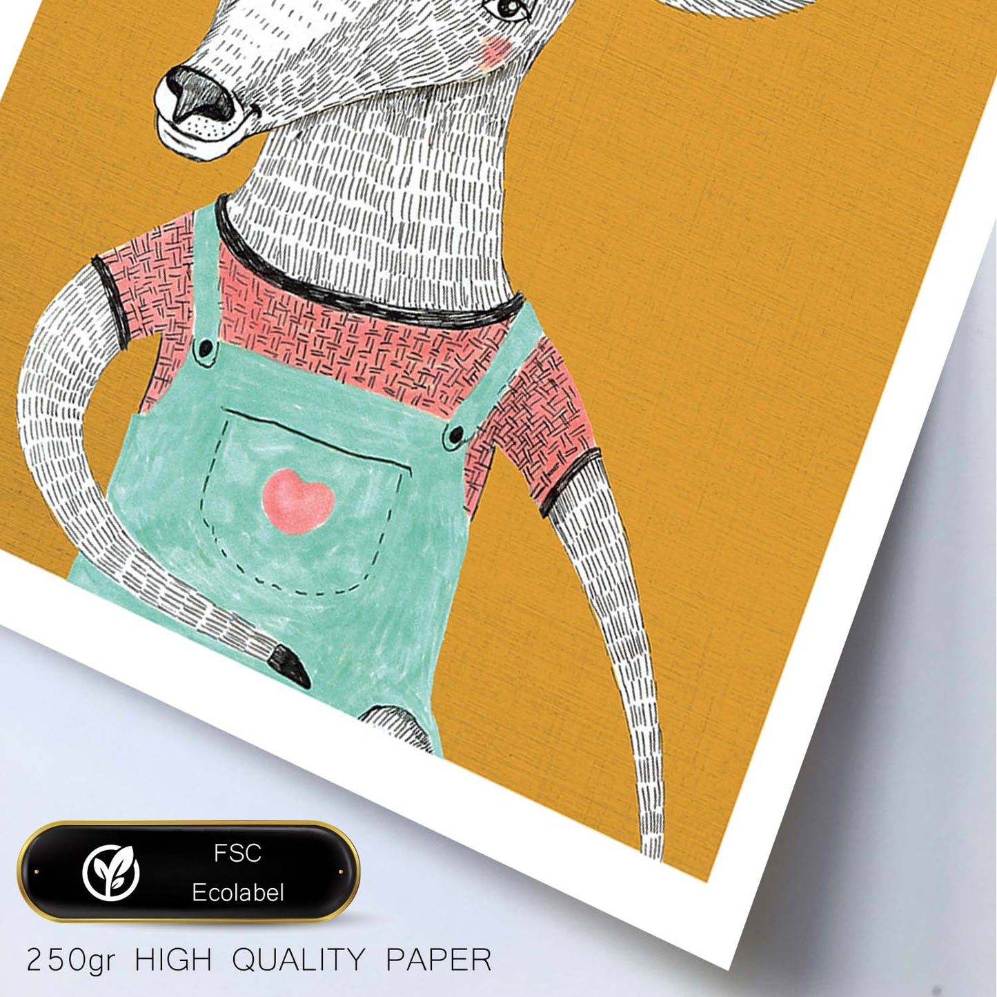 Poster de Reno mostaza. Lámina de animales coloridos.-Artwork-Nacnic-Nacnic Estudio SL