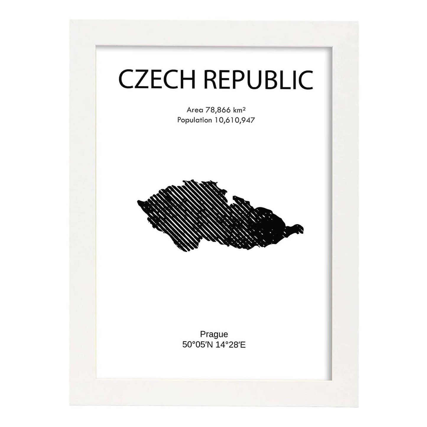 Poster de República Checa. Láminas de paises y continentes del mundo.-Artwork-Nacnic-A4-Marco Blanco-Nacnic Estudio SL