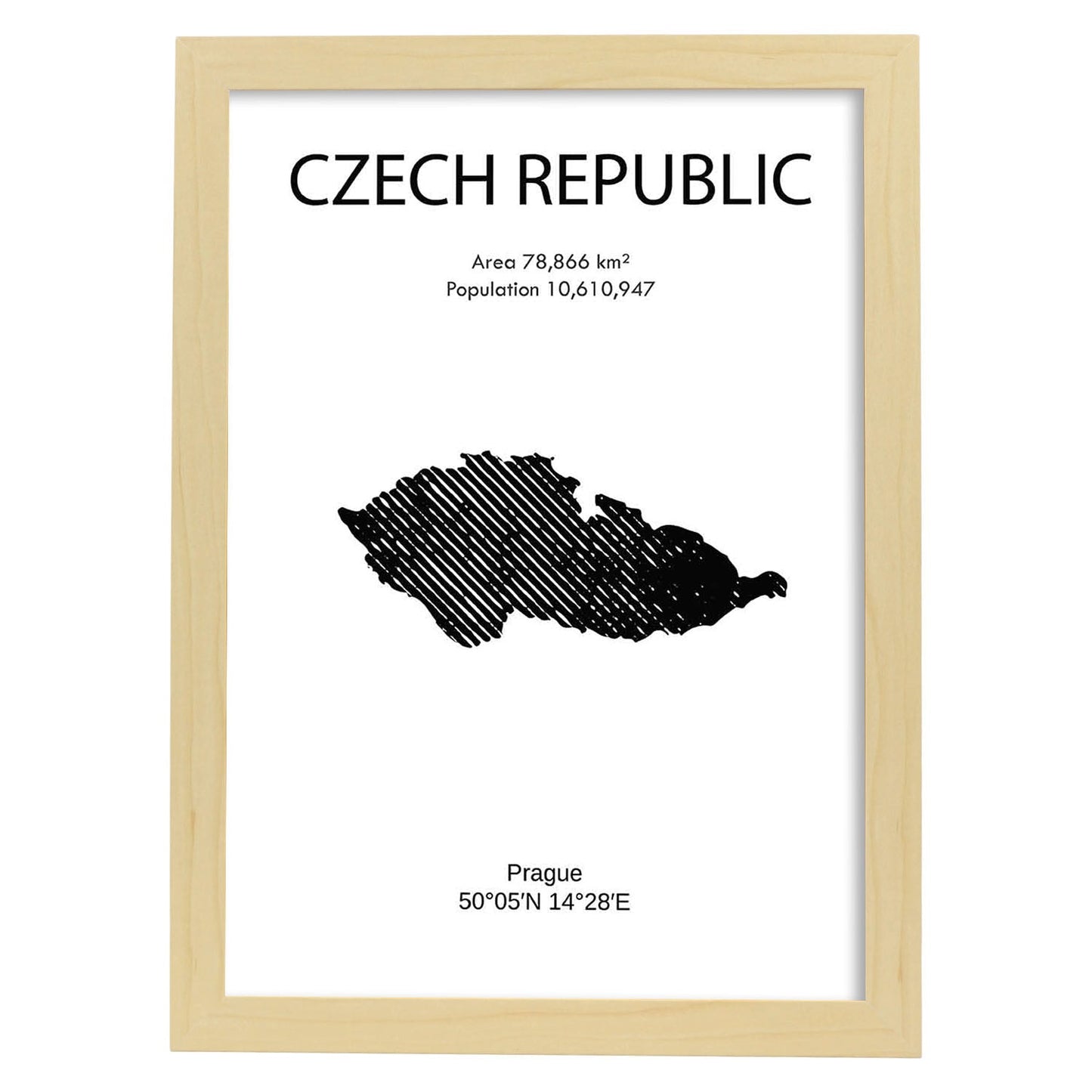 Poster de República Checa. Láminas de paises y continentes del mundo.-Artwork-Nacnic-A4-Marco Madera clara-Nacnic Estudio SL