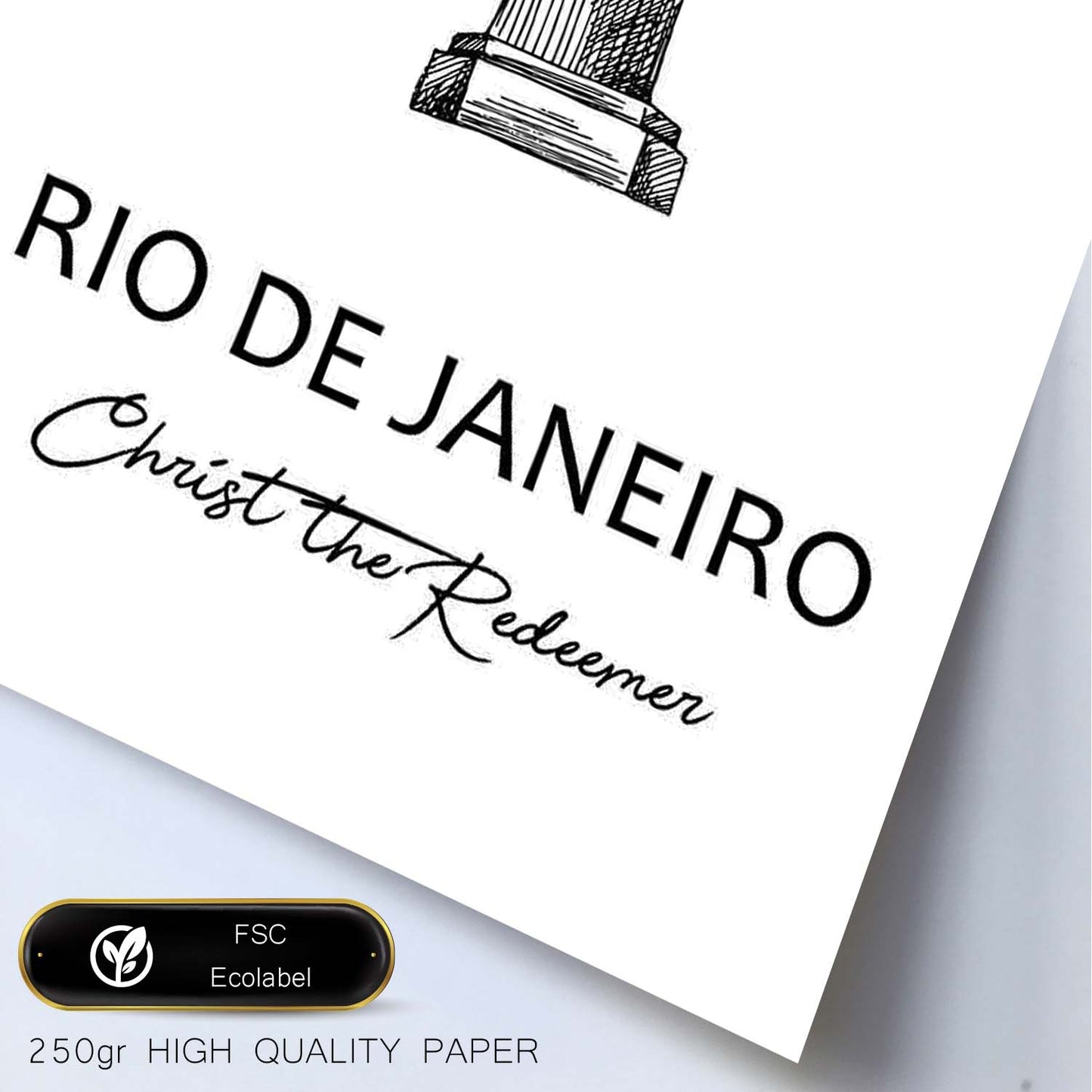 Poster de Rio de Janeiro - Cristo redentor. Láminas con monumentos de ciudades.-Artwork-Nacnic-Nacnic Estudio SL