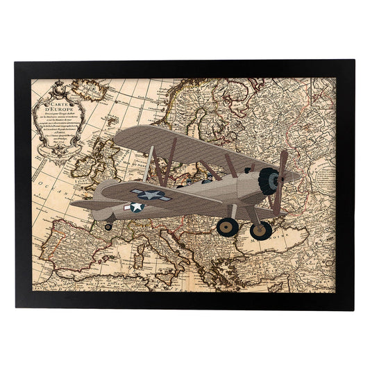 Poster de Rumbo a Rusia. Láminas de mapas del mundo. Decoración con mapas e imágenes vintage.-Artwork-Nacnic-A4-Marco Negro-Nacnic Estudio SL