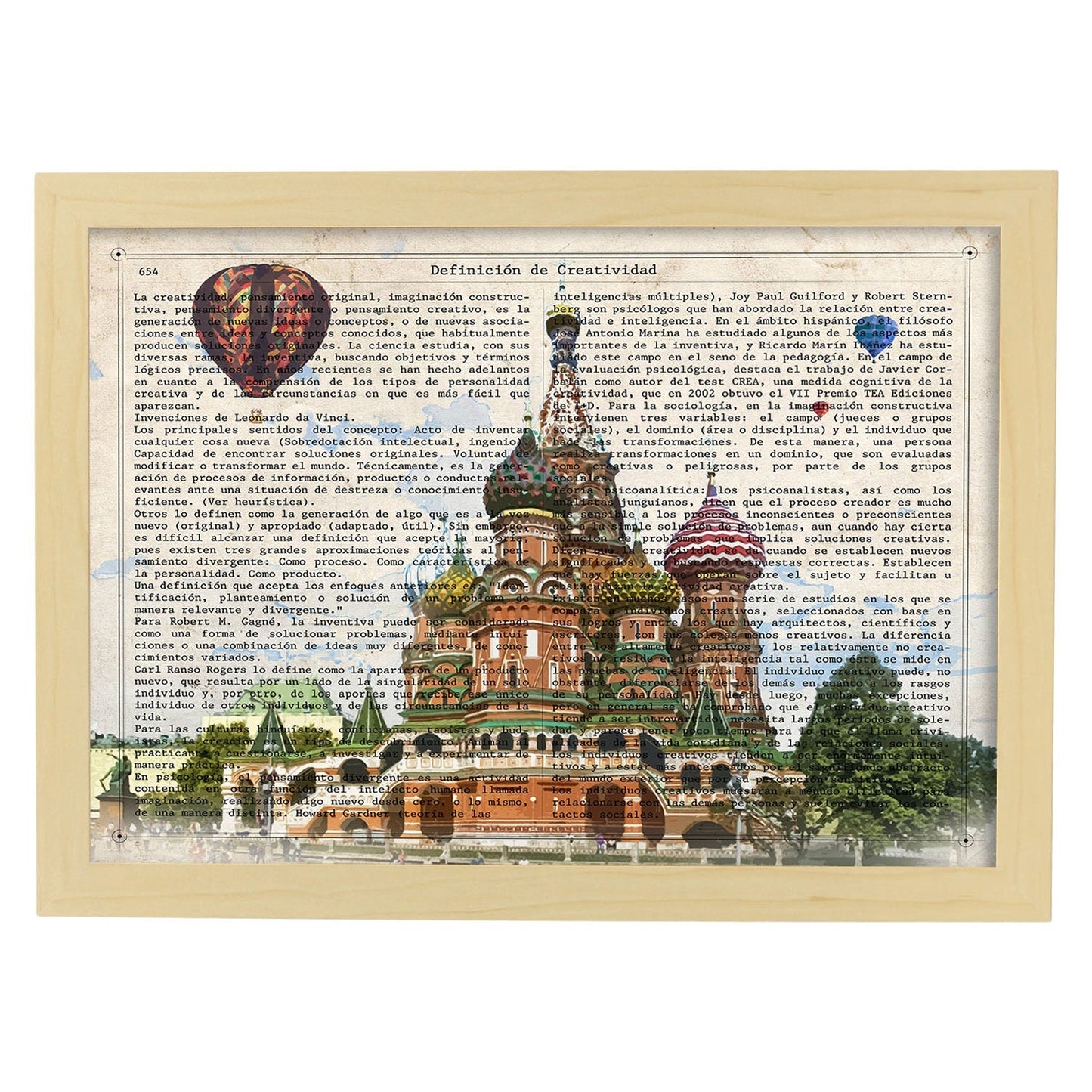 Poster de Rusia (San Basilio). Láminas e ilustraciones de ciudades del mundo y monumentos famosos.-Artwork-Nacnic-A4-Marco Madera clara-Nacnic Estudio SL