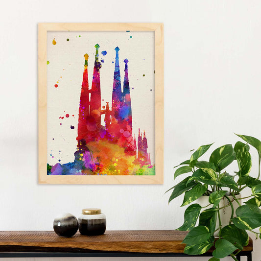 Poster de Sagrada famlia. Láminas e ilustraciones de ciudades, comunidades, y mapas de España.-Artwork-Nacnic-Nacnic Estudio SL