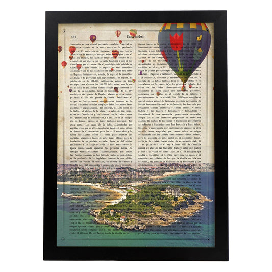 Poster de Santander 2. Láminas de ciudades españolas con definiciones. Decoración de interiores para españoles.-Artwork-Nacnic-A4-Marco Negro-Nacnic Estudio SL