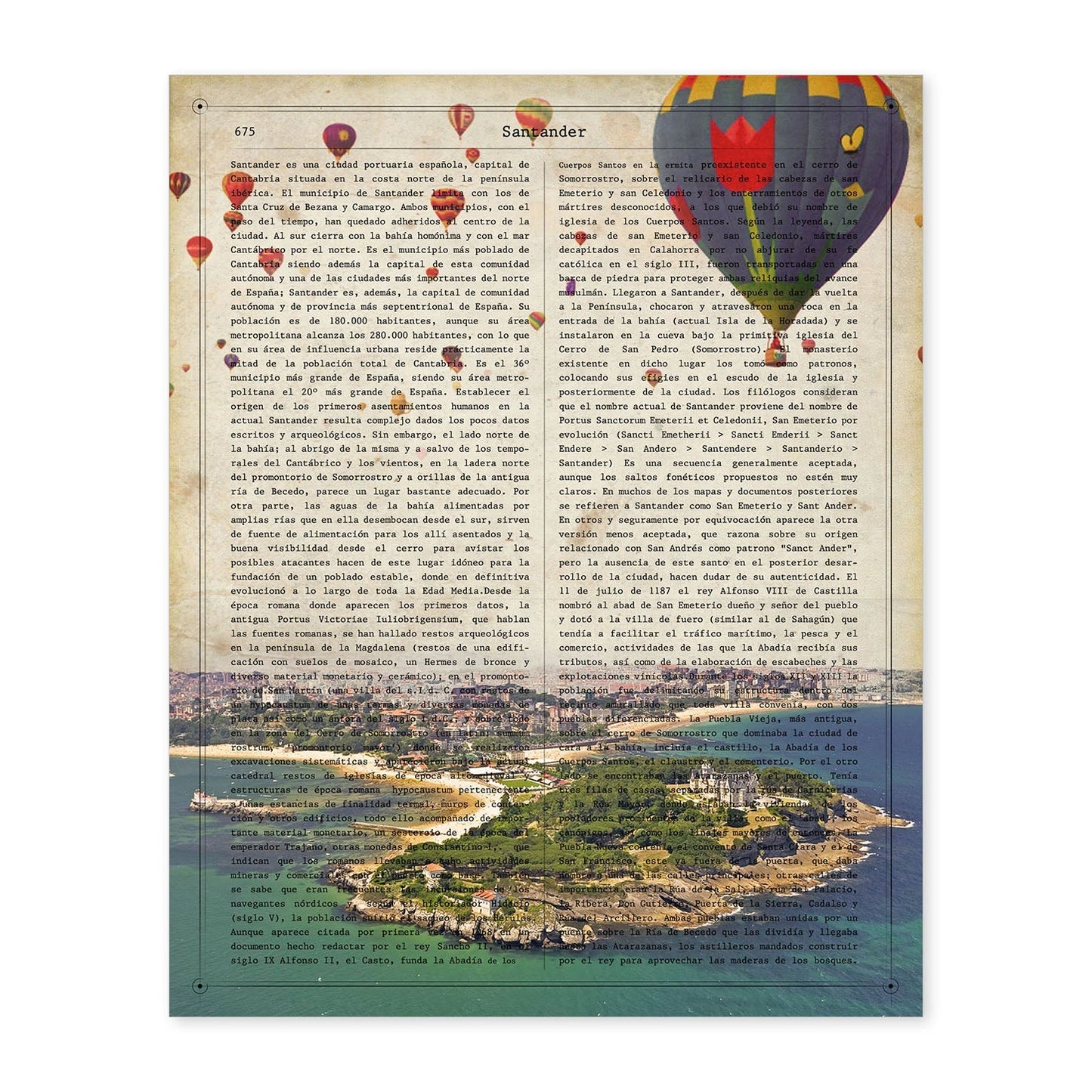 Poster de Santander 2. Láminas de ciudades españolas con definiciones. Decoración de interiores para españoles.-Artwork-Nacnic-A4-Sin marco-Nacnic Estudio SL
