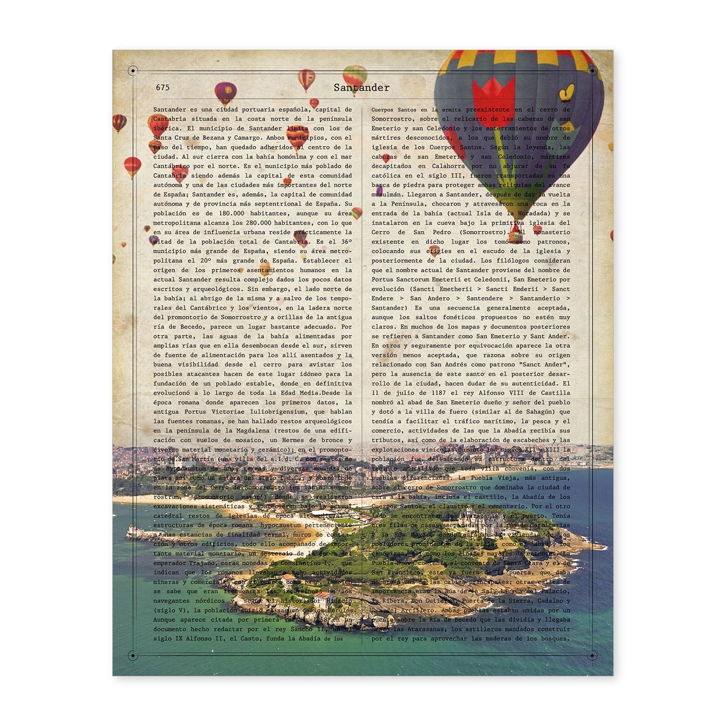 Poster de Santander 2. Láminas de ciudades españolas con definiciones. Decoración de interiores para españoles.-Artwork-Nacnic-A4-Sin marco-Nacnic Estudio SL
