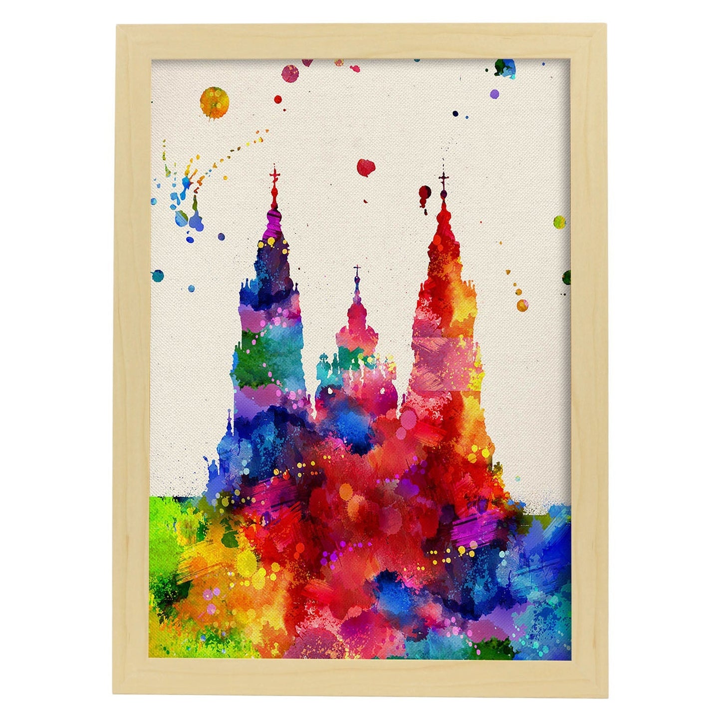 Poster de Santiago de Compostela 2. Láminas e ilustraciones de ciudades, comunidades, y mapas de España.-Artwork-Nacnic-A3-Marco Madera clara-Nacnic Estudio SL