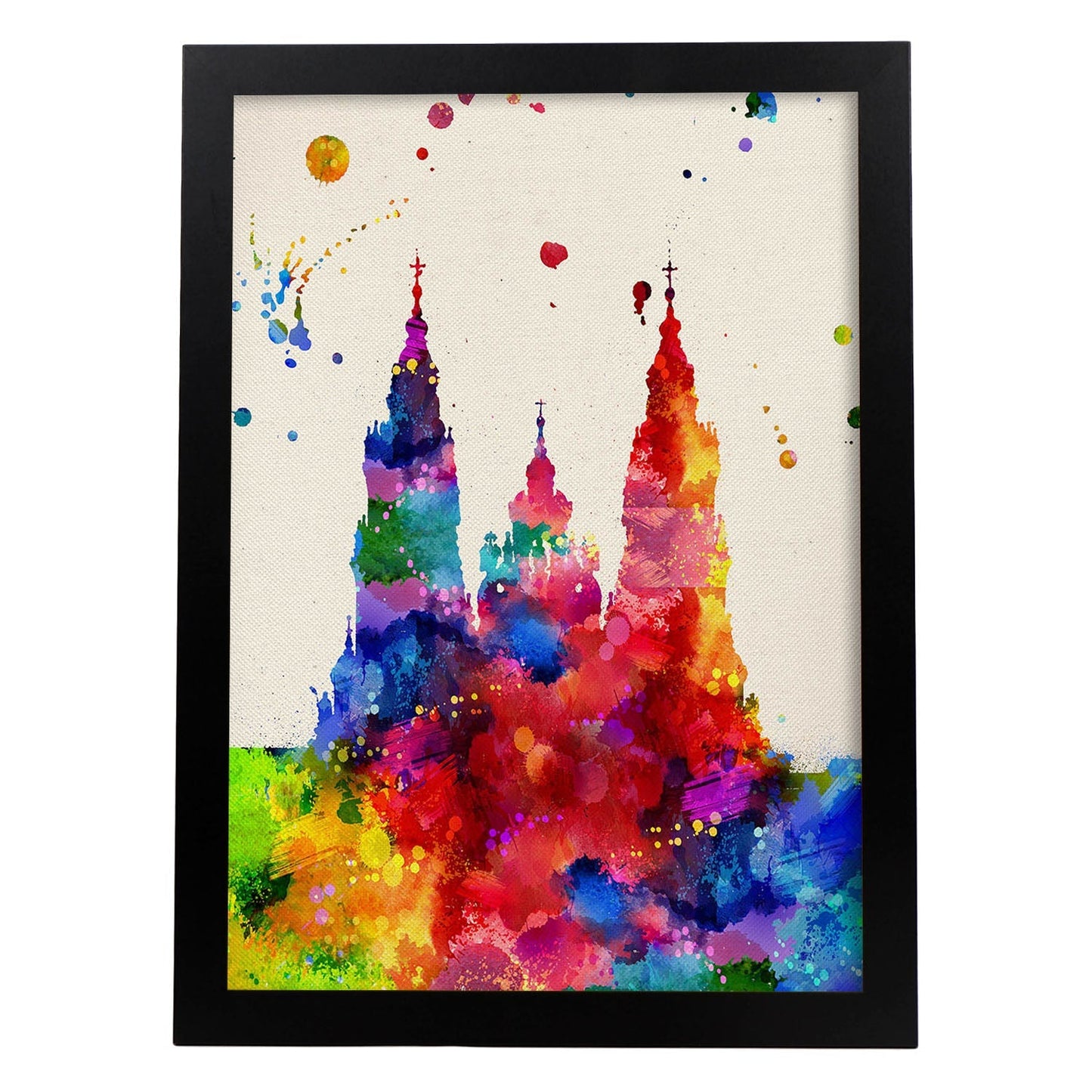 Poster de Santiago de Compostela 2. Láminas e ilustraciones de ciudades, comunidades, y mapas de España.-Artwork-Nacnic-A3-Marco Negro-Nacnic Estudio SL