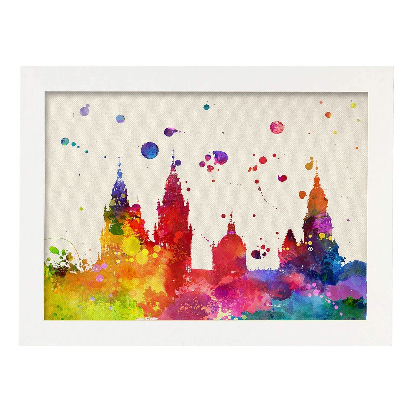 Poster de Santiago de compostela. Láminas e ilustraciones de ciudades, comunidades, y mapas de España.-Artwork-Nacnic-A4-Marco Blanco-Nacnic Estudio SL