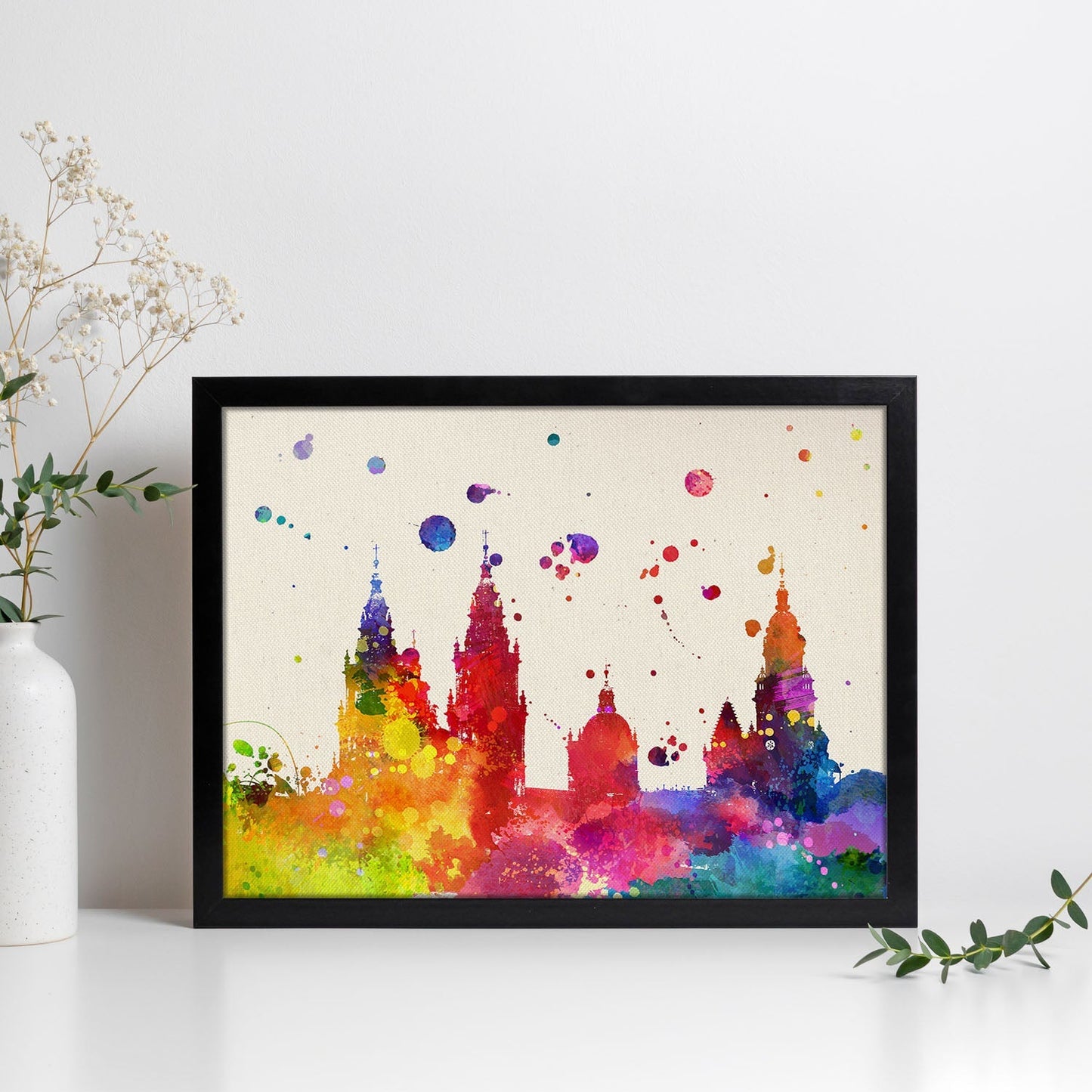 Poster de Santiago de compostela. Láminas e ilustraciones de ciudades, comunidades, y mapas de España.-Artwork-Nacnic-Nacnic Estudio SL