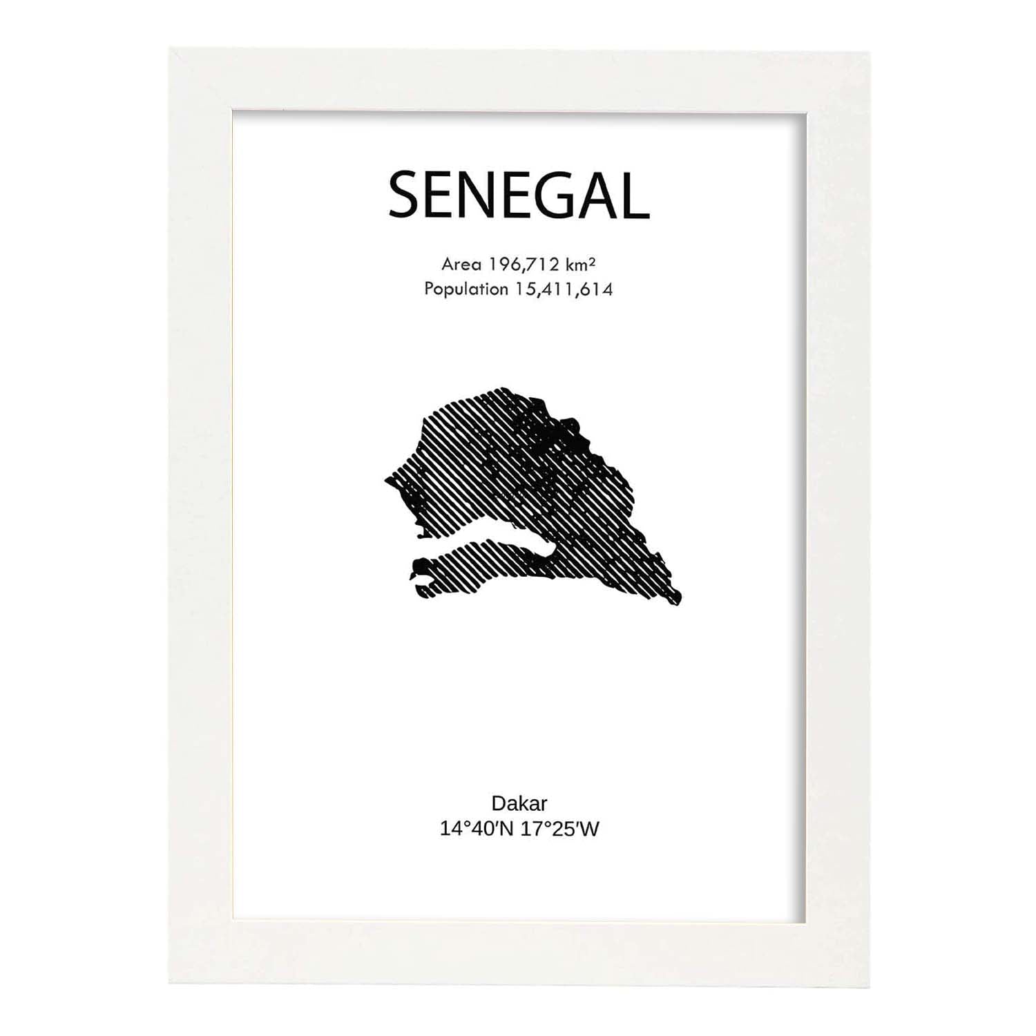 Poster de Senegal. Láminas de paises y continentes del mundo.-Artwork-Nacnic-A3-Marco Blanco-Nacnic Estudio SL