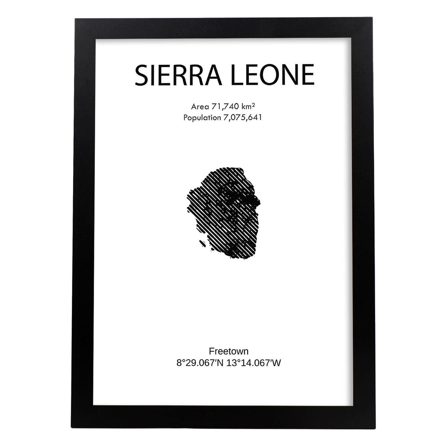 Poster de Sierra Leona. Láminas de paises y continentes del mundo.-Artwork-Nacnic-A3-Marco Negro-Nacnic Estudio SL
