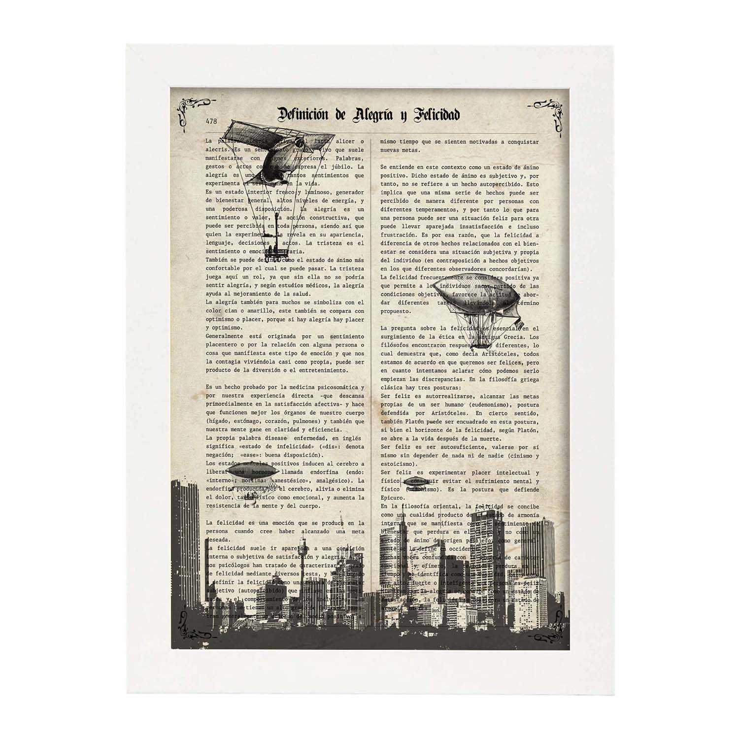 Poster de Skyline con globos. Láminas de globos aeroestáticos. Diseño con imágenes de globos.-Artwork-Nacnic-A3-Marco Blanco-Nacnic Estudio SL