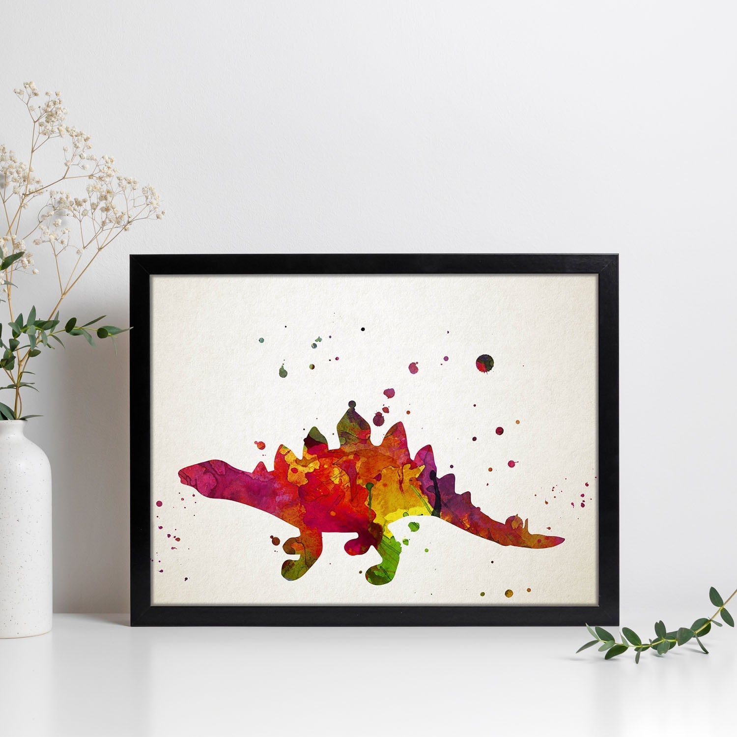 Poster de Stegosaurus estilo acuarela. Láminas de animales con estilo acuarela-Artwork-Nacnic-Nacnic Estudio SL