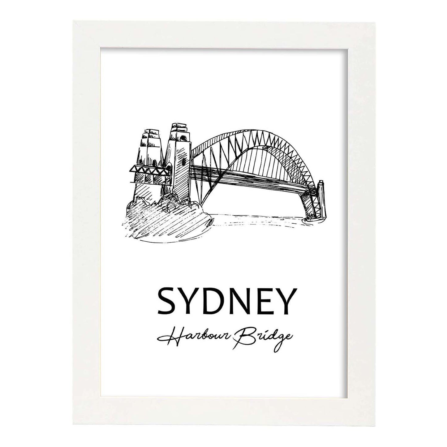 Poster de Sydney - Puente de la bahía. Láminas con monumentos de ciudades.-Artwork-Nacnic-A3-Marco Blanco-Nacnic Estudio SL
