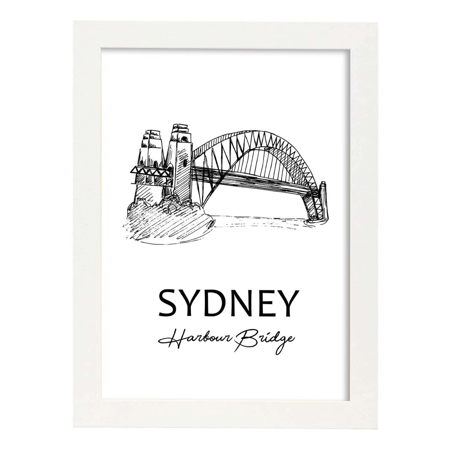 Poster de Sydney - Puente de la bahía. Láminas con monumentos de ciudades.-Artwork-Nacnic-A3-Marco Blanco-Nacnic Estudio SL