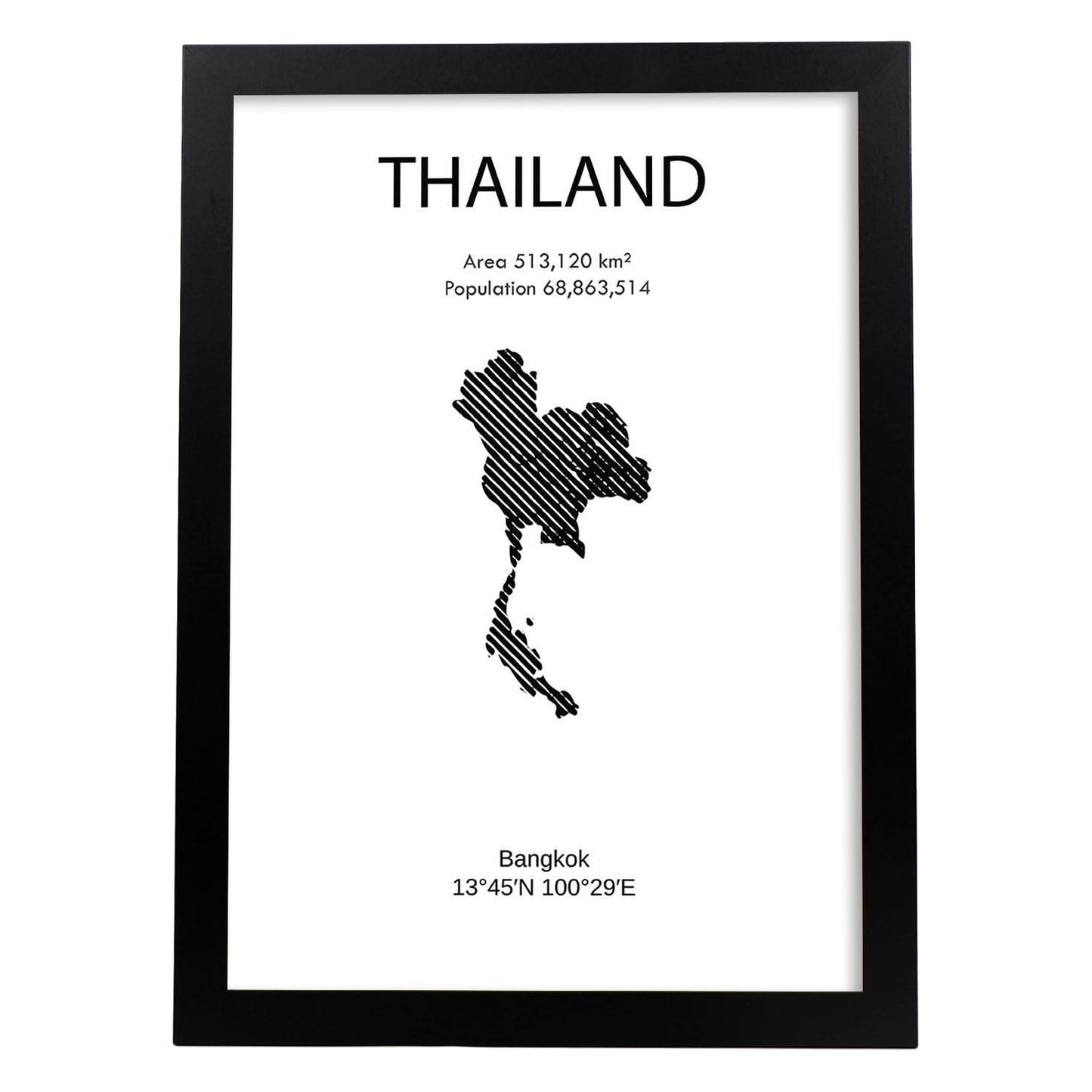 Poster de Tailandia. Láminas de paises y continentes del mundo.-Artwork-Nacnic-A4-Marco Negro-Nacnic Estudio SL
