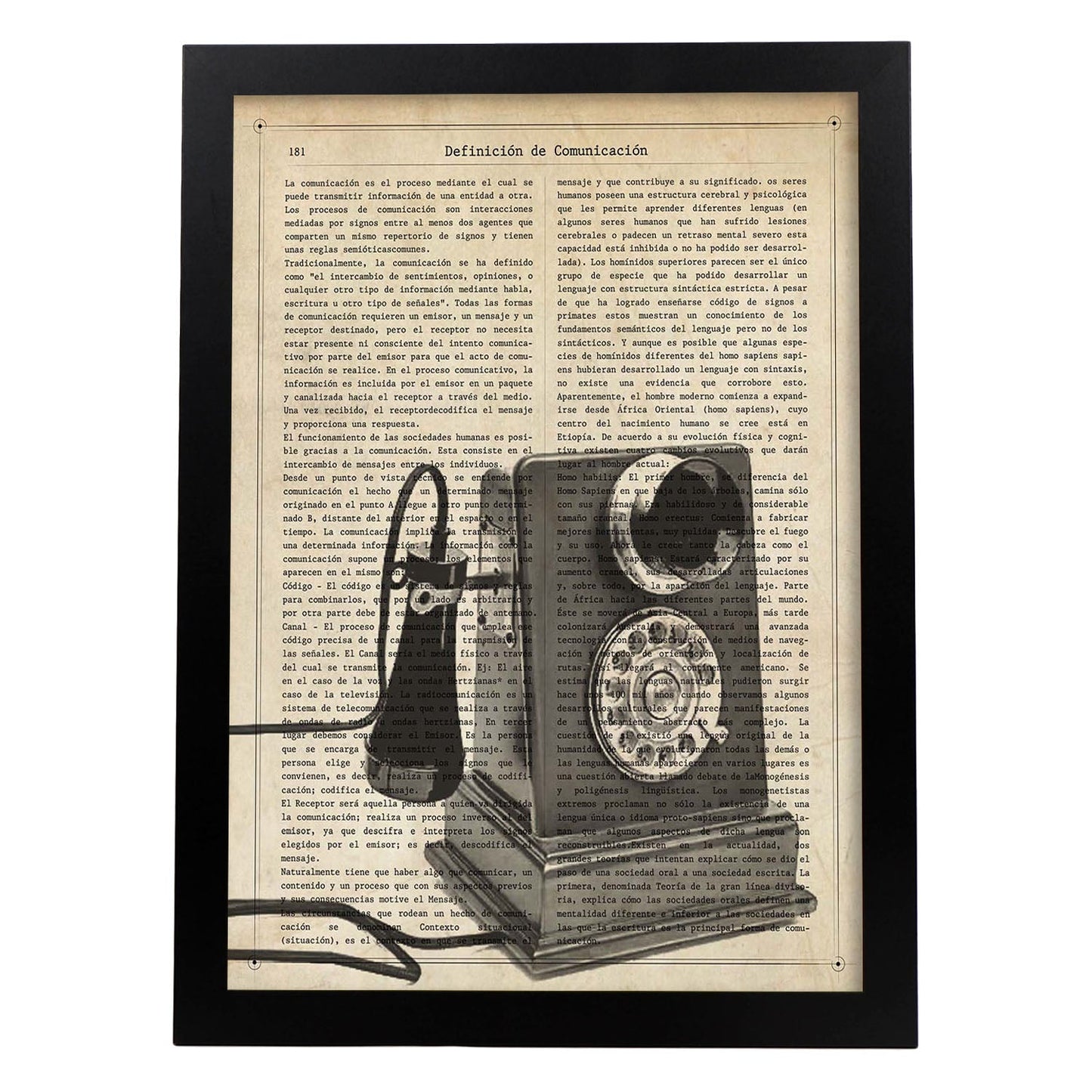 Poster de Telefono con dial.Láminas vintage para Posters con diseño vintage y definiciones.-Artwork-Nacnic-A3-Marco Negro-Nacnic Estudio SL