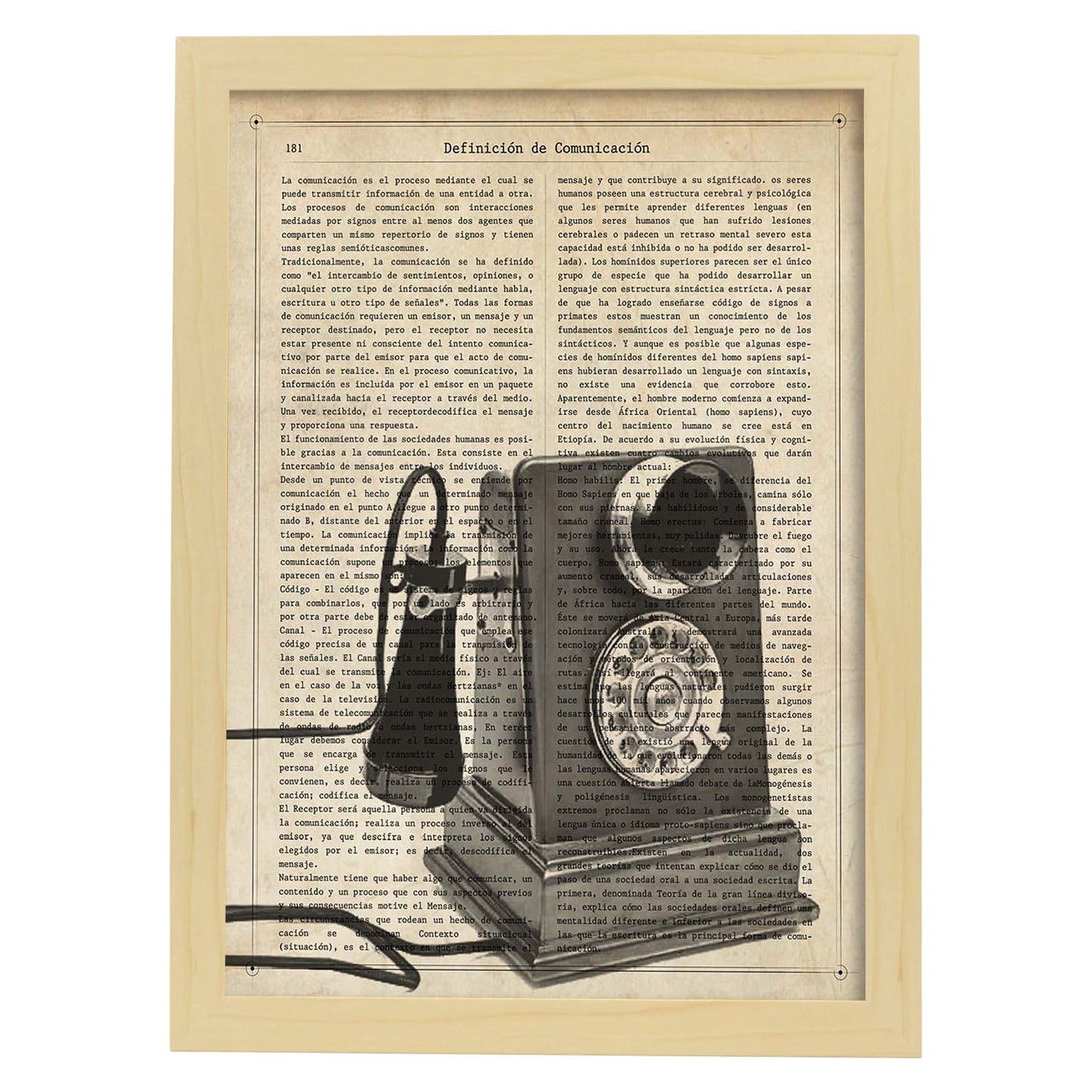 Poster de Telefono con dial.Láminas vintage para Posters con diseño vintage y definiciones.-Artwork-Nacnic-A4-Marco Madera clara-Nacnic Estudio SL