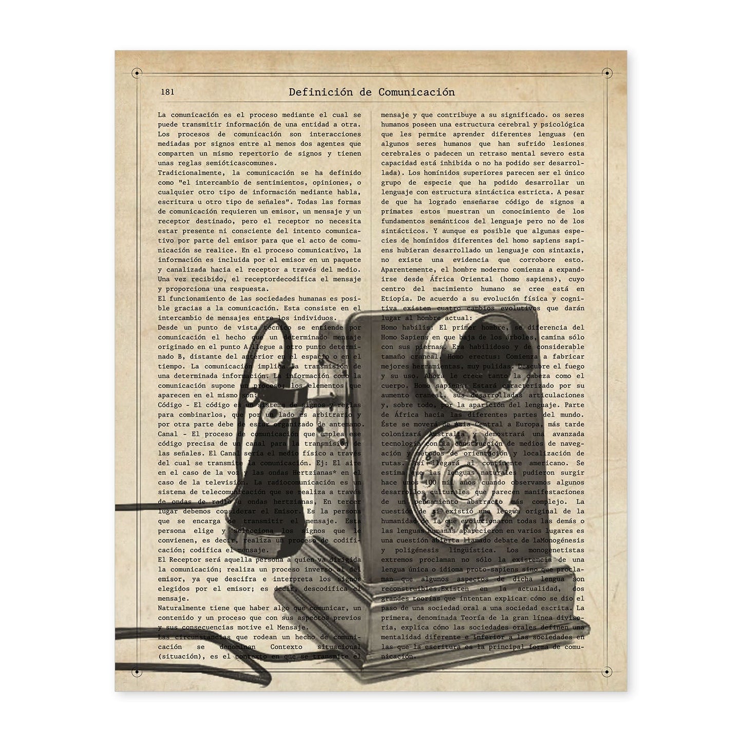 Poster de Telefono con dial.Láminas vintage para Posters con diseño vintage y definiciones.-Artwork-Nacnic-A4-Sin marco-Nacnic Estudio SL