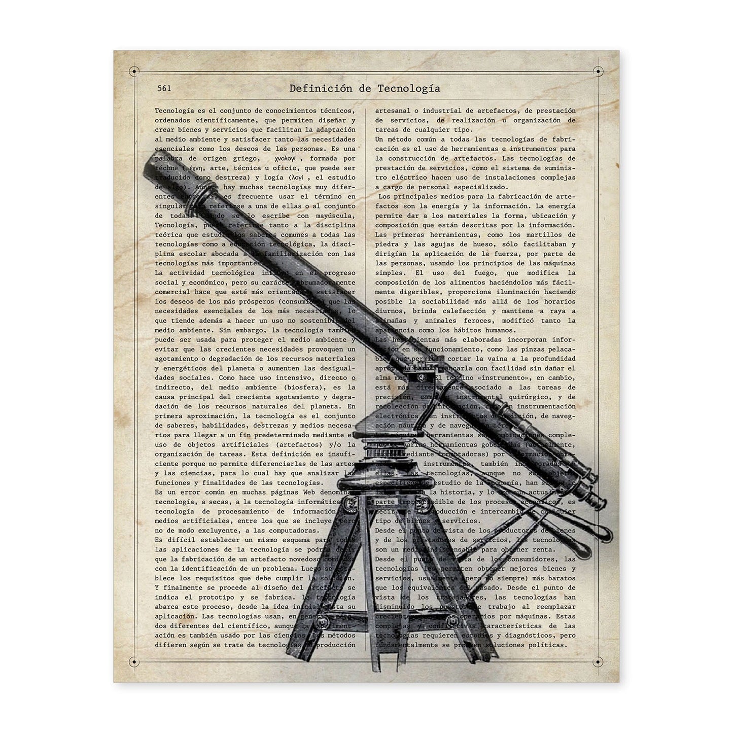 Poster de Telescopio. Láminas vintage con definiciones. Diseño de interiores.-Artwork-Nacnic-A4-Sin marco-Nacnic Estudio SL