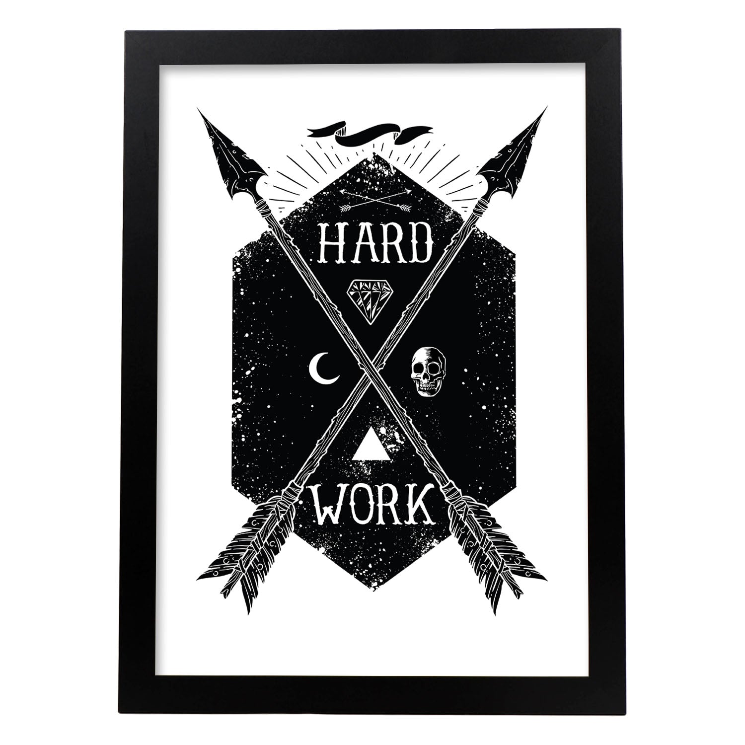 Poster de Trabajo duro. Lámina decorativa de diseño.-Artwork-Nacnic-A3-Marco Negro-Nacnic Estudio SL