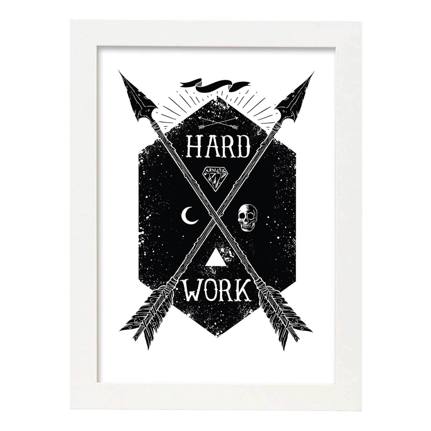 Poster de Trabajo duro. Lámina decorativa de diseño.-Artwork-Nacnic-A4-Marco Blanco-Nacnic Estudio SL