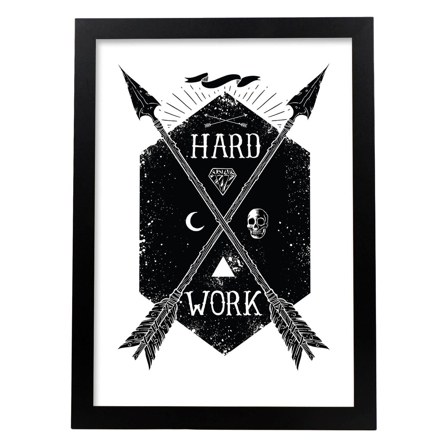 Poster de Trabajo duro. Lámina decorativa de diseño.-Artwork-Nacnic-A4-Marco Negro-Nacnic Estudio SL