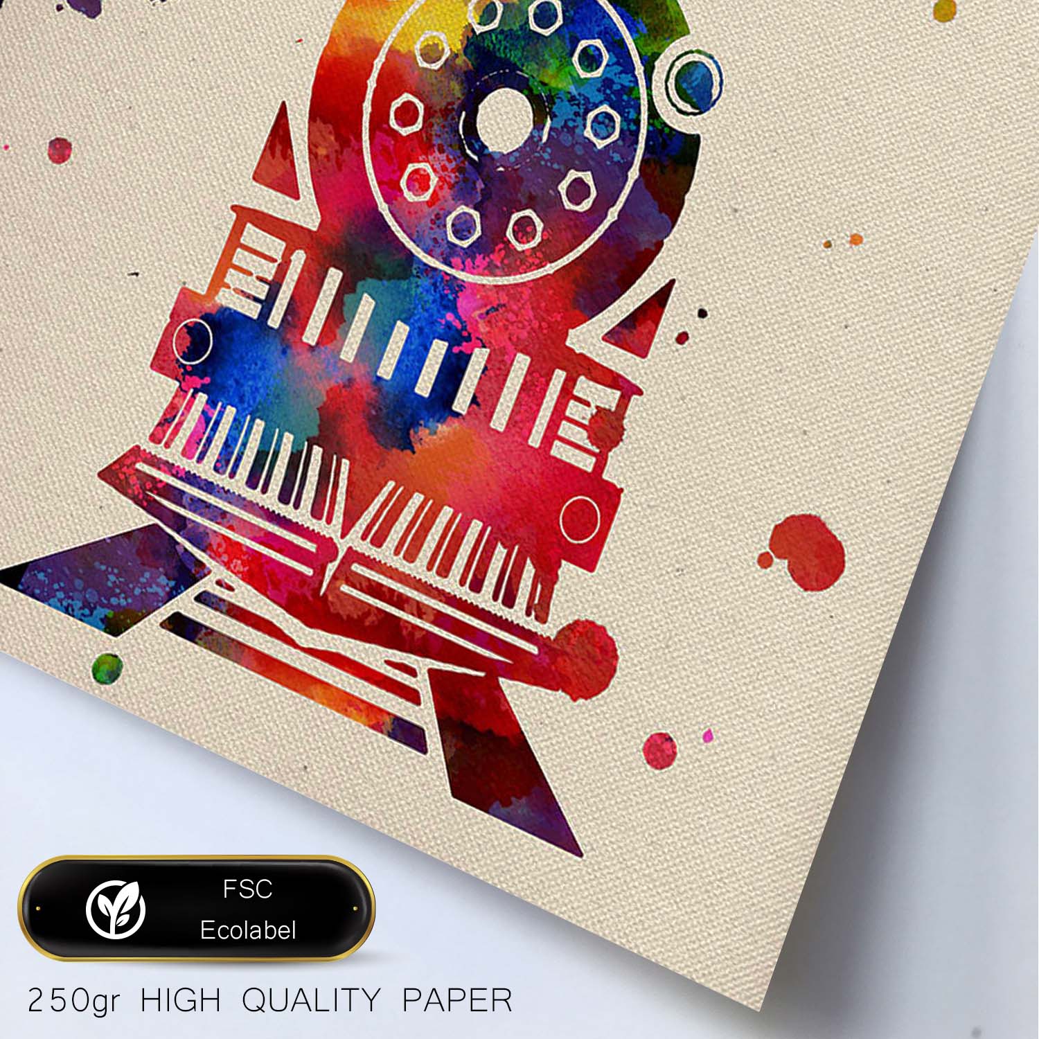 Poster de Tren antiguo con diseño acuarela. Mix de láminas con estilo acuarela-Artwork-Nacnic-Nacnic Estudio SL