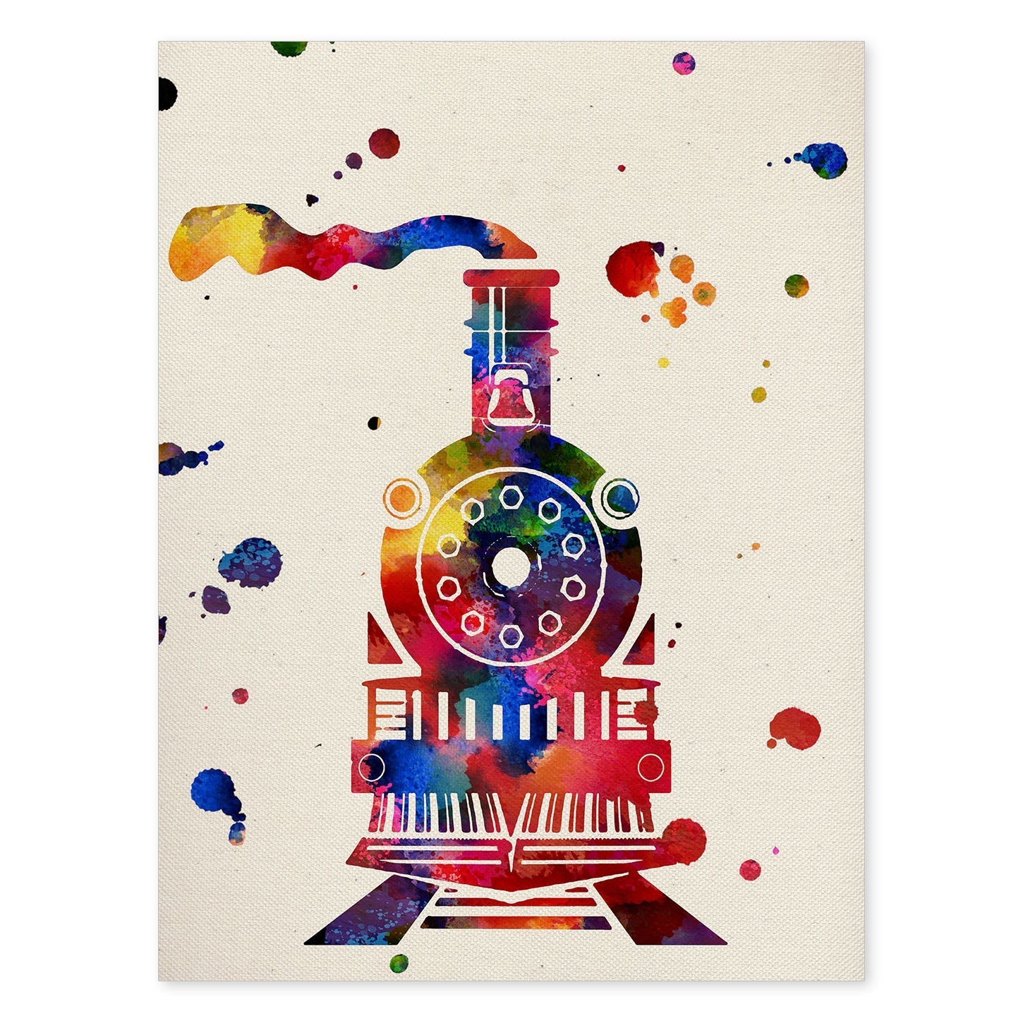 Poster de Tren antiguo con diseño acuarela. Mix de láminas con estilo acuarela-Artwork-Nacnic-A4-Sin marco-Nacnic Estudio SL