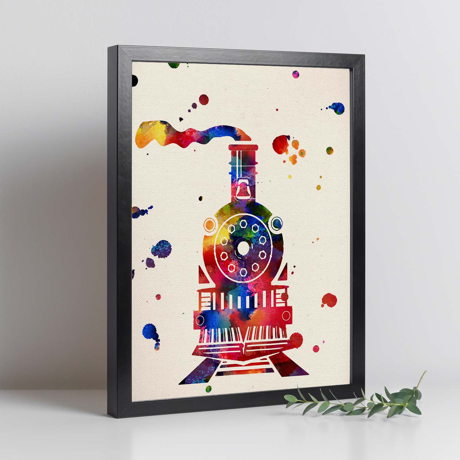 Poster de Tren antiguo con diseño acuarela. Mix de láminas con estilo acuarela-Artwork-Nacnic-Nacnic Estudio SL