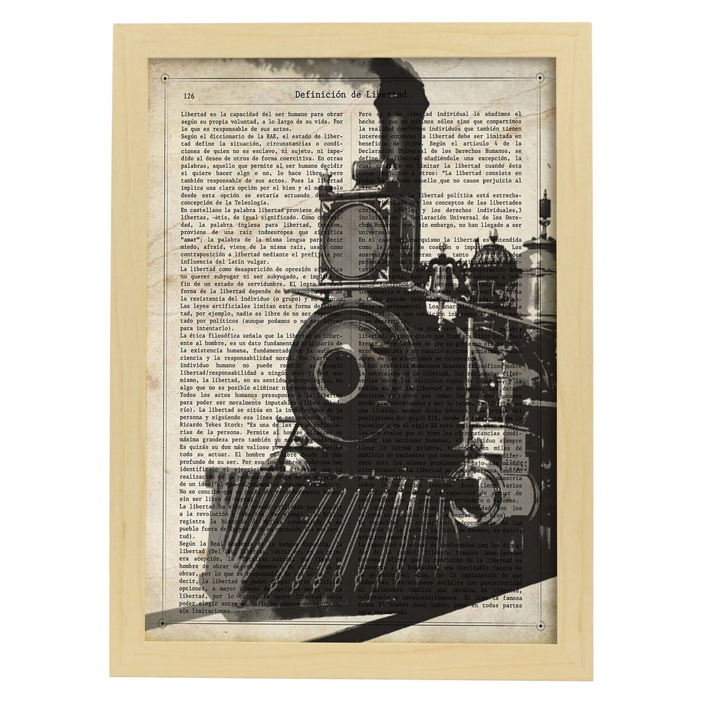 Poster de Tren. Láminas de vehículos con definiciones. Ilustraciones vintage de coches, motos, aviones,
-Artwork-Nacnic-A4-Marco Madera clara-Nacnic Estudio SL