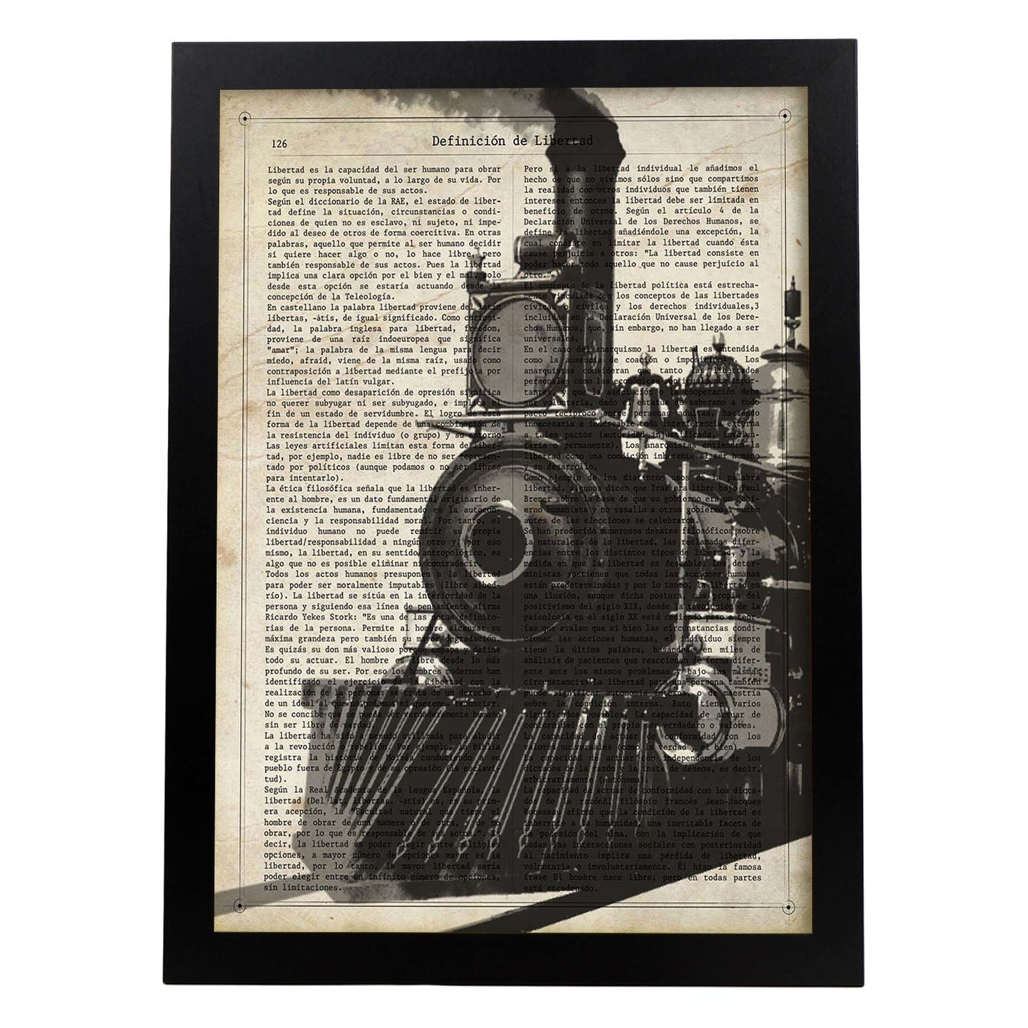 Poster de Tren. Láminas de vehículos con definiciones. Ilustraciones vintage de coches, motos, aviones,
-Artwork-Nacnic-A4-Marco Negro-Nacnic Estudio SL