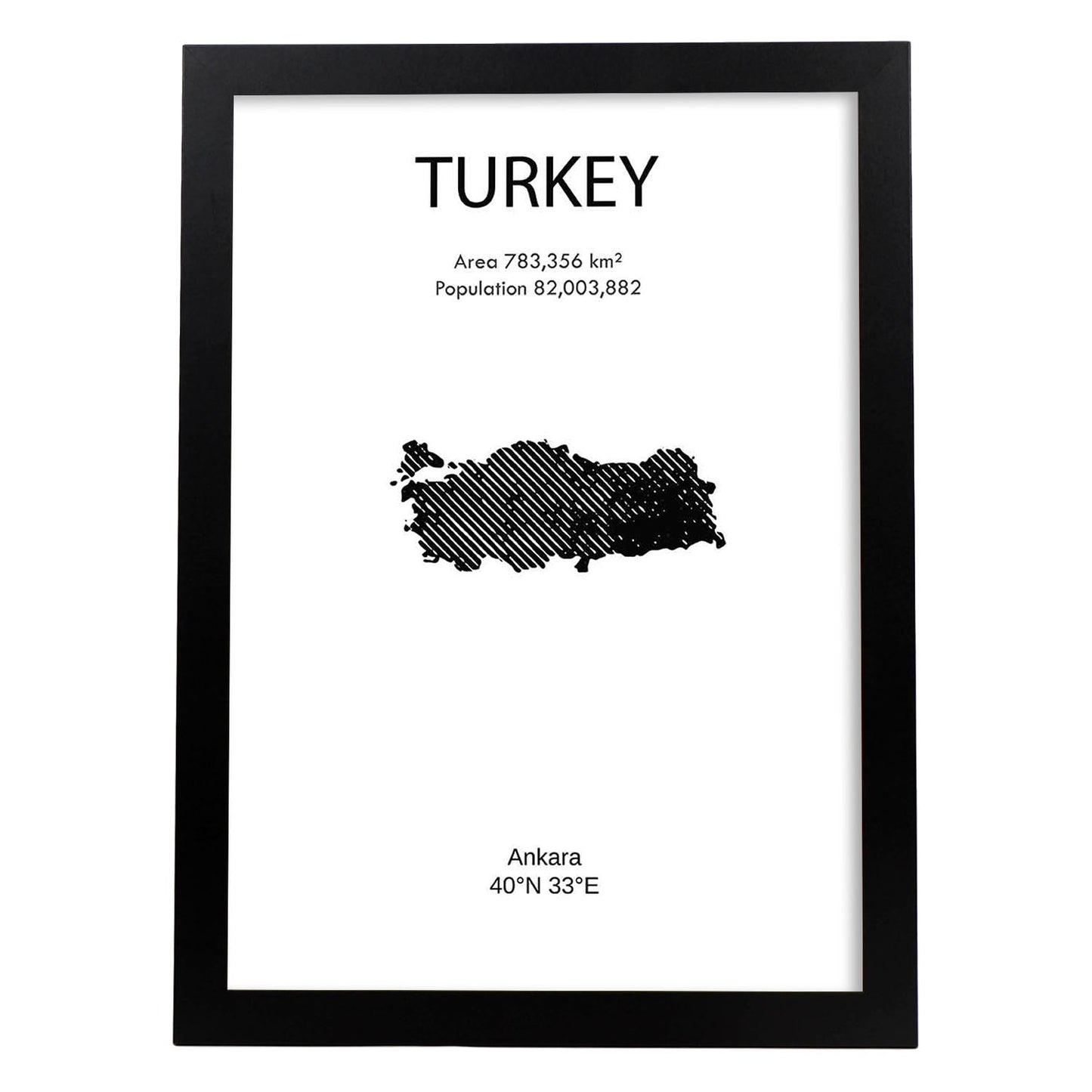 Poster de Turquía. Láminas de paises y continentes del mundo.-Artwork-Nacnic-A4-Marco Negro-Nacnic Estudio SL