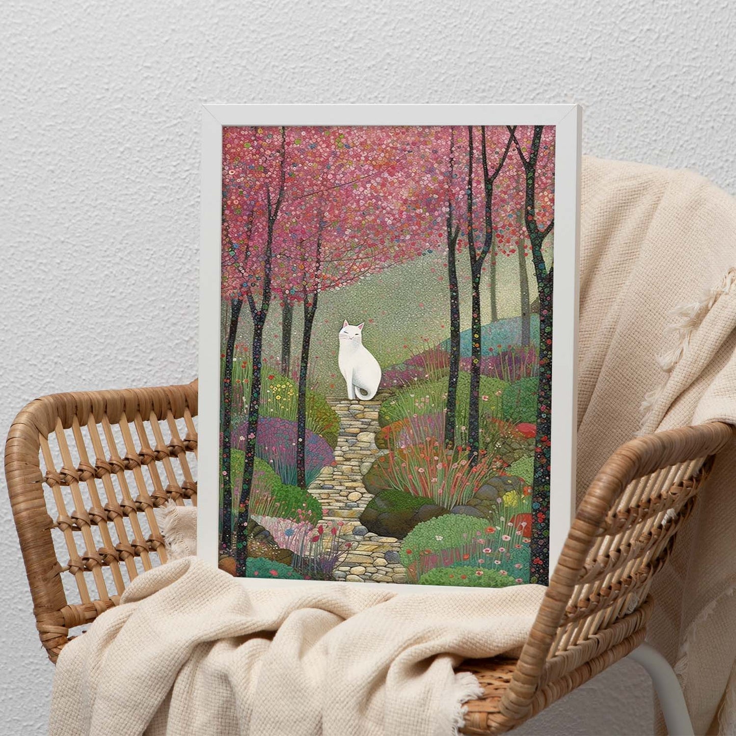 Lámina de Gato Tierno en Estilo Jardín de Ryo Takemasa y Wu
